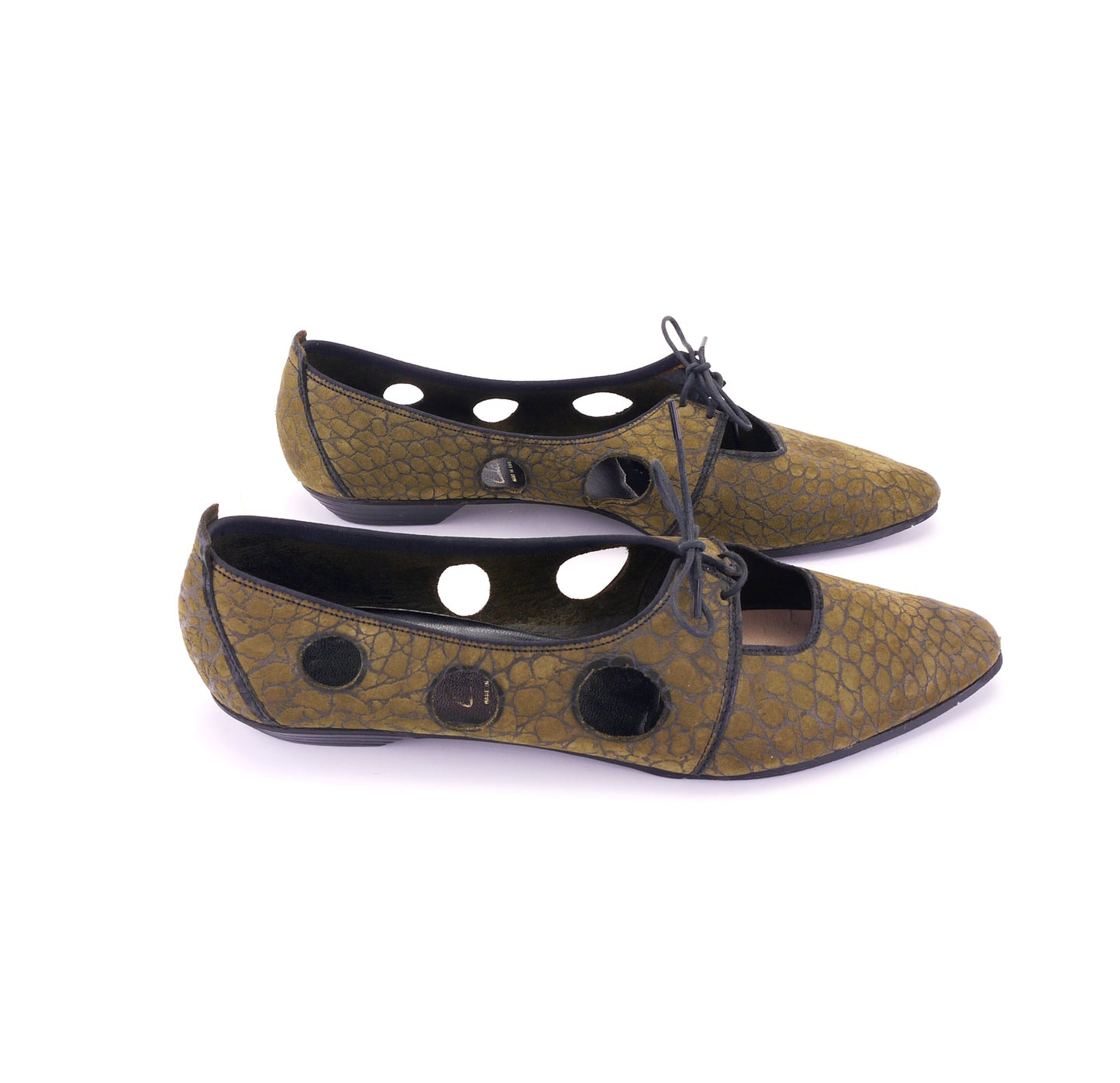 1960s Dark Khaki MOD Flats by Clarks UK 5.5