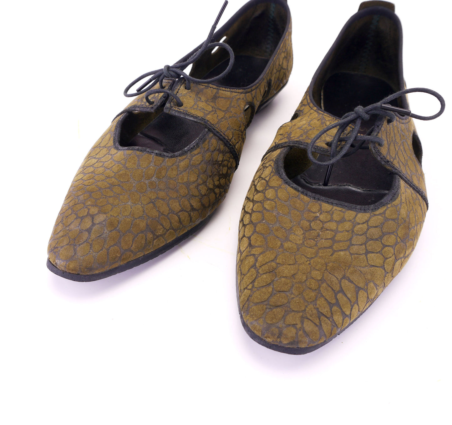 1960s Dark Khaki MOD Flats by Clarks UK 5.5