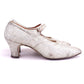 Superb 1920s Silver Brocade Bar Shoes by Clarks UK 6