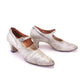 Superb 1920s Silver Brocade Bar Shoes by Clarks UK 6
