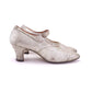Superb 1920s Silver Brocade Bar Shoes by Clarks UK 6