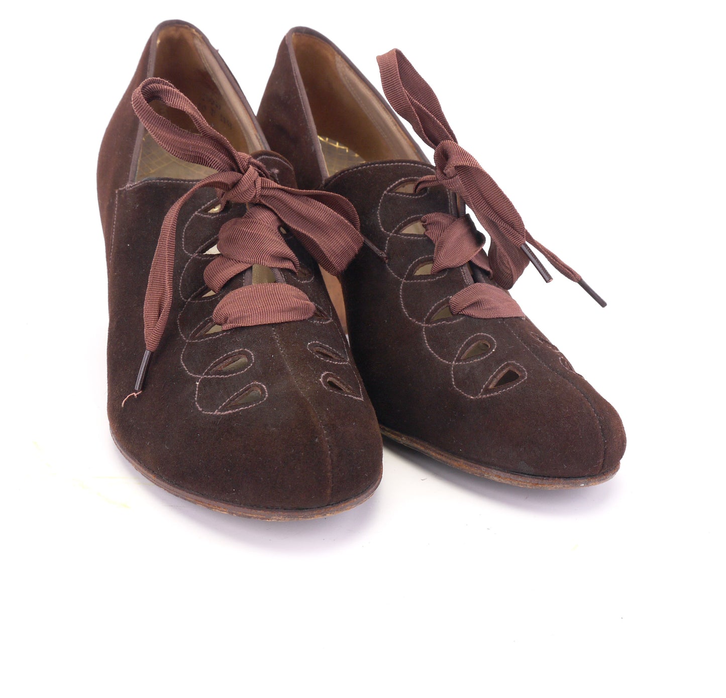 1950s Clarks Open Laced Brown Shoes UK 2.5