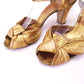 1930s Gold Knotted Evening Sandals UK 4