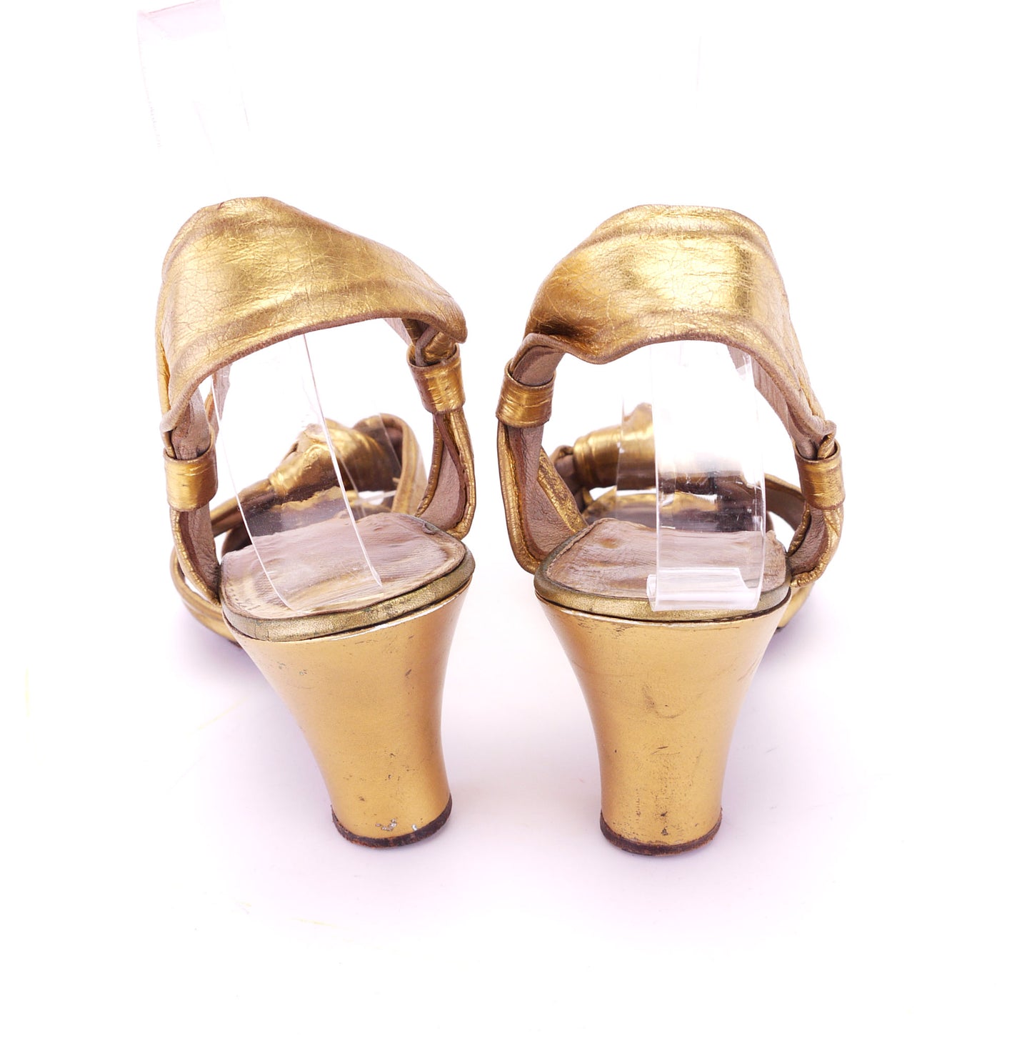 1930s Gold Knotted Evening Sandals UK 4