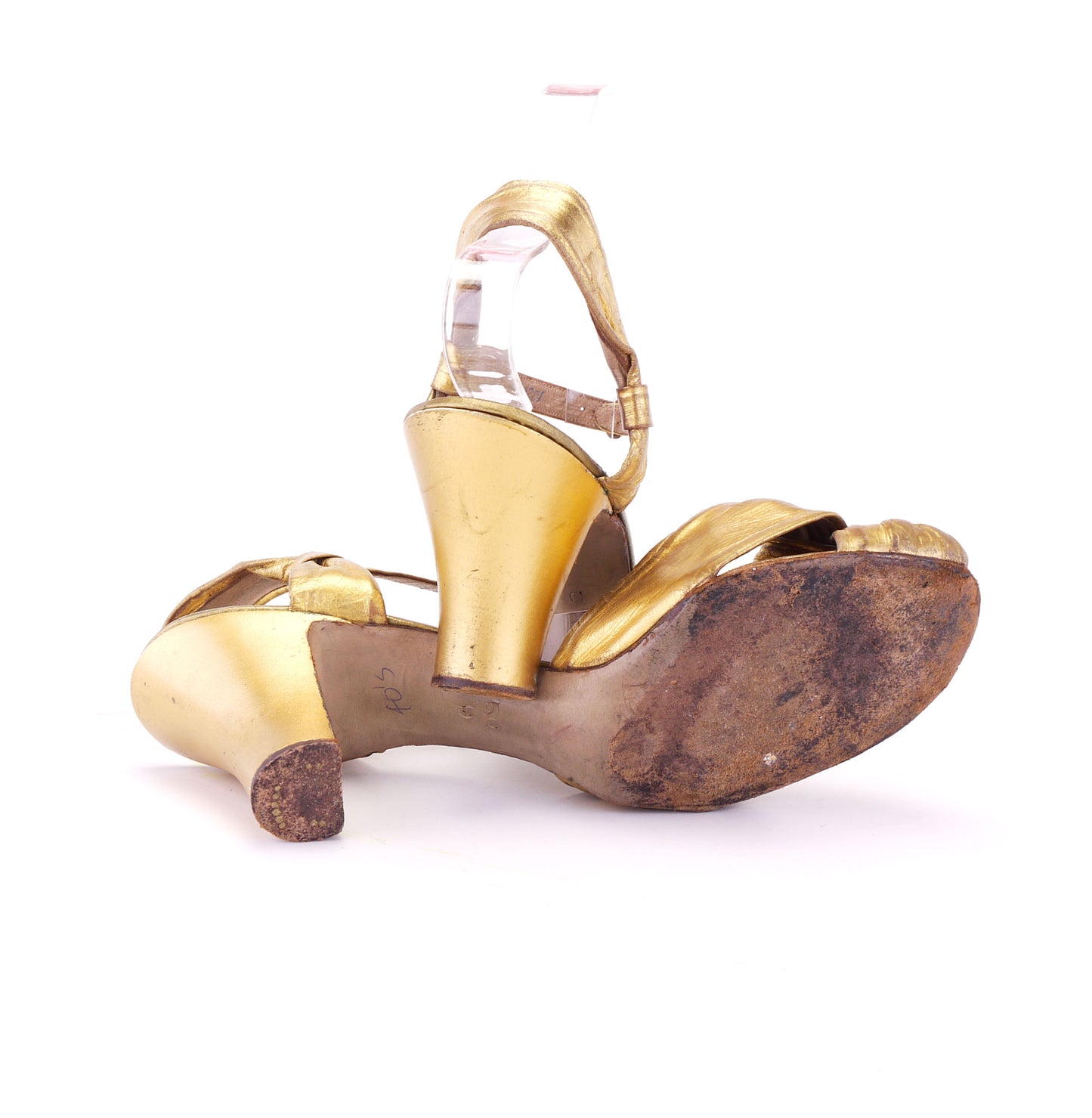 1930s Gold Knotted Evening Sandals UK 4