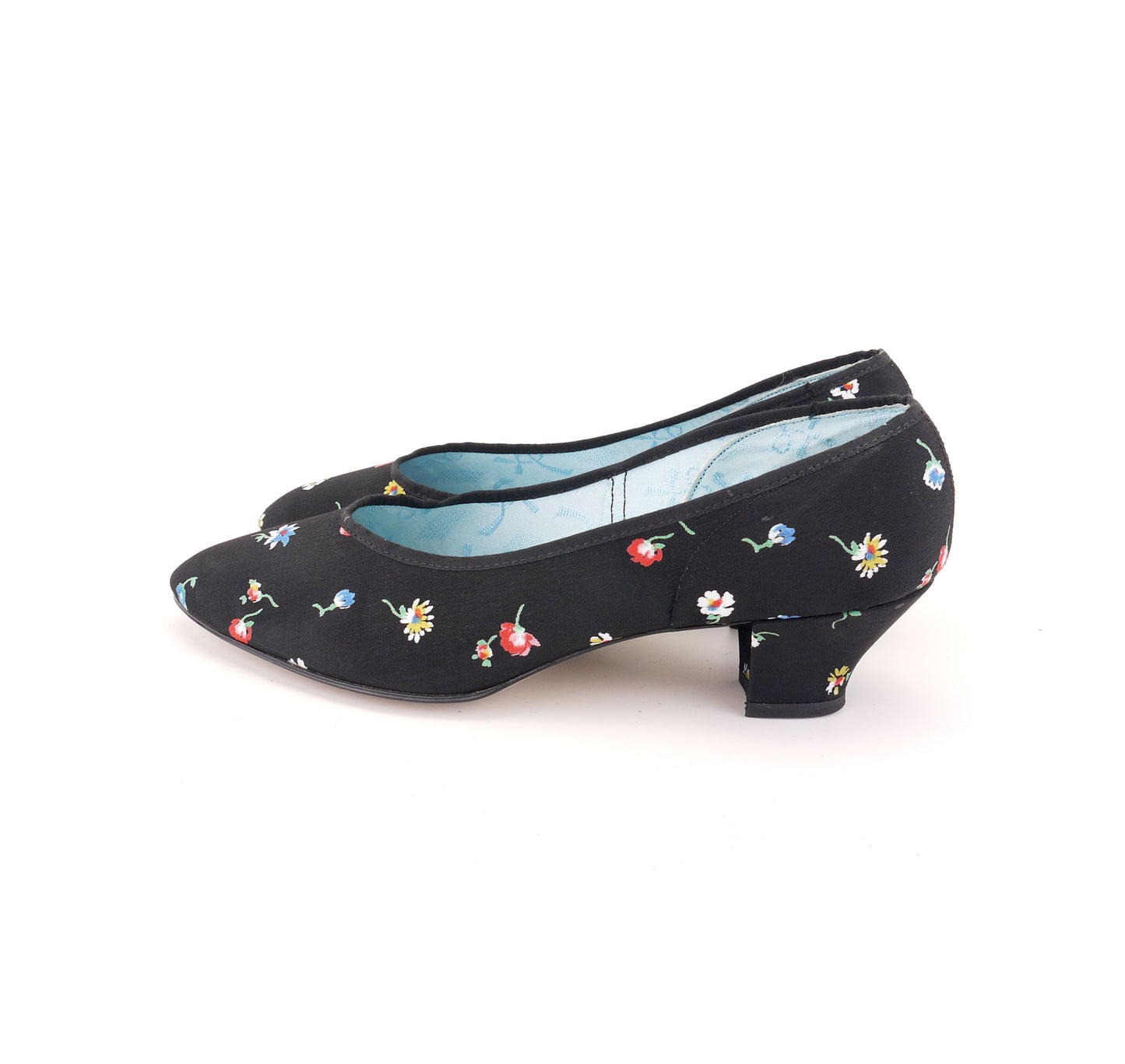 1950s Black & Floral Ladies Slippers UK 5