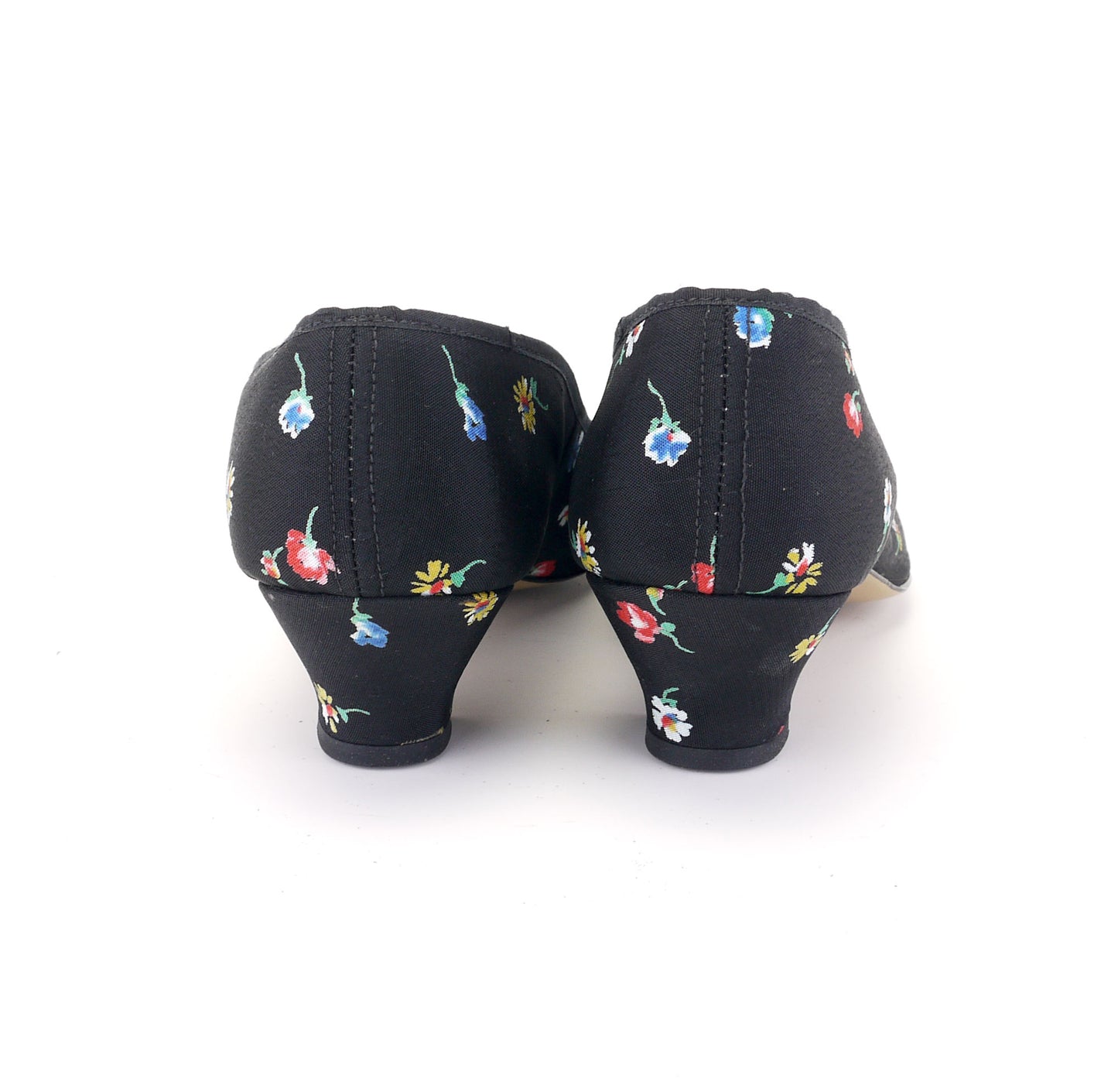 1950s Black & Floral Ladies Slippers UK 5