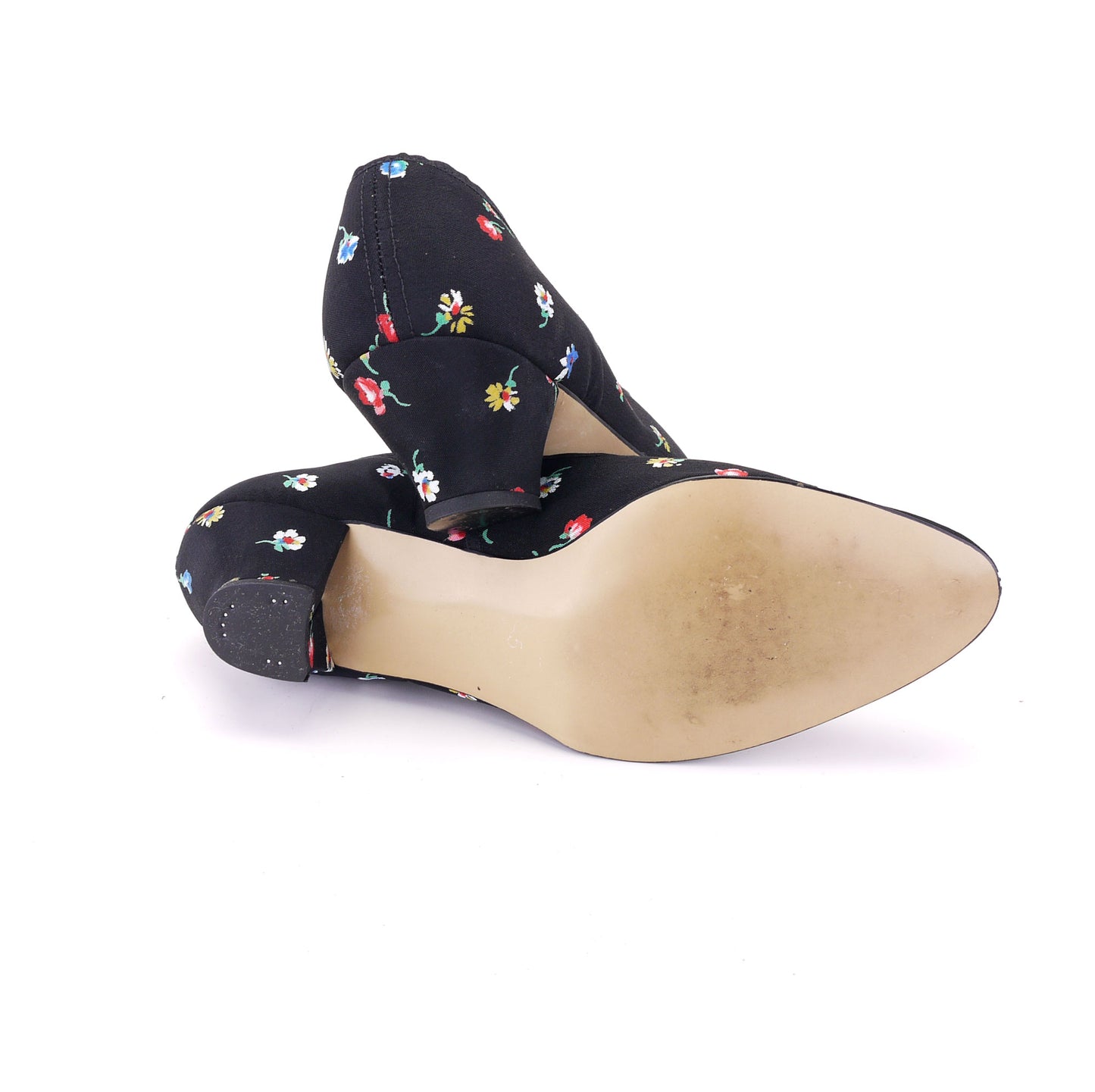1950s Black & Floral Ladies Slippers UK 5