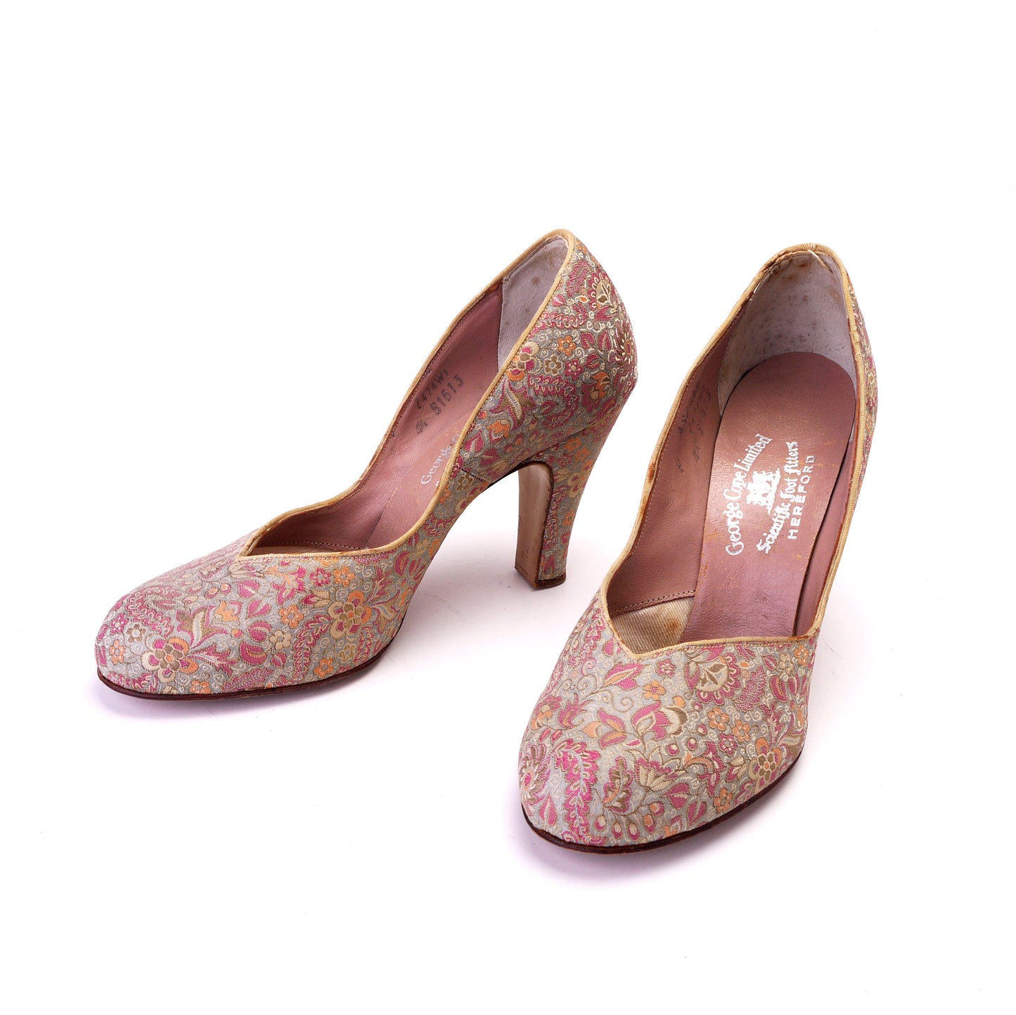 Stunning Unworn 1940s Floral Brocade Pumps CC41 UK 4.5