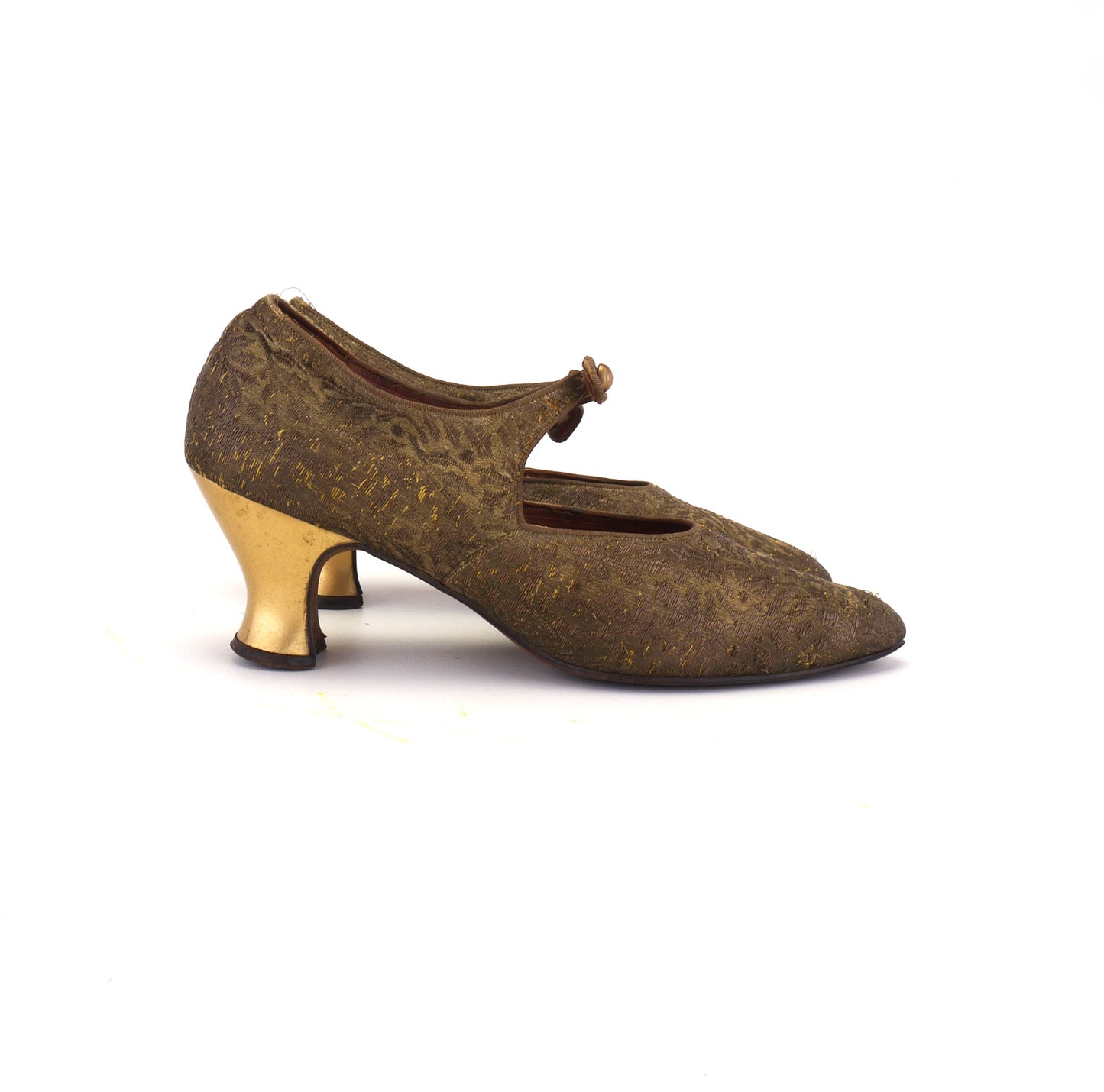 1920s Dull gold Brocade Bar Shoes by Copland & Lye UK 4