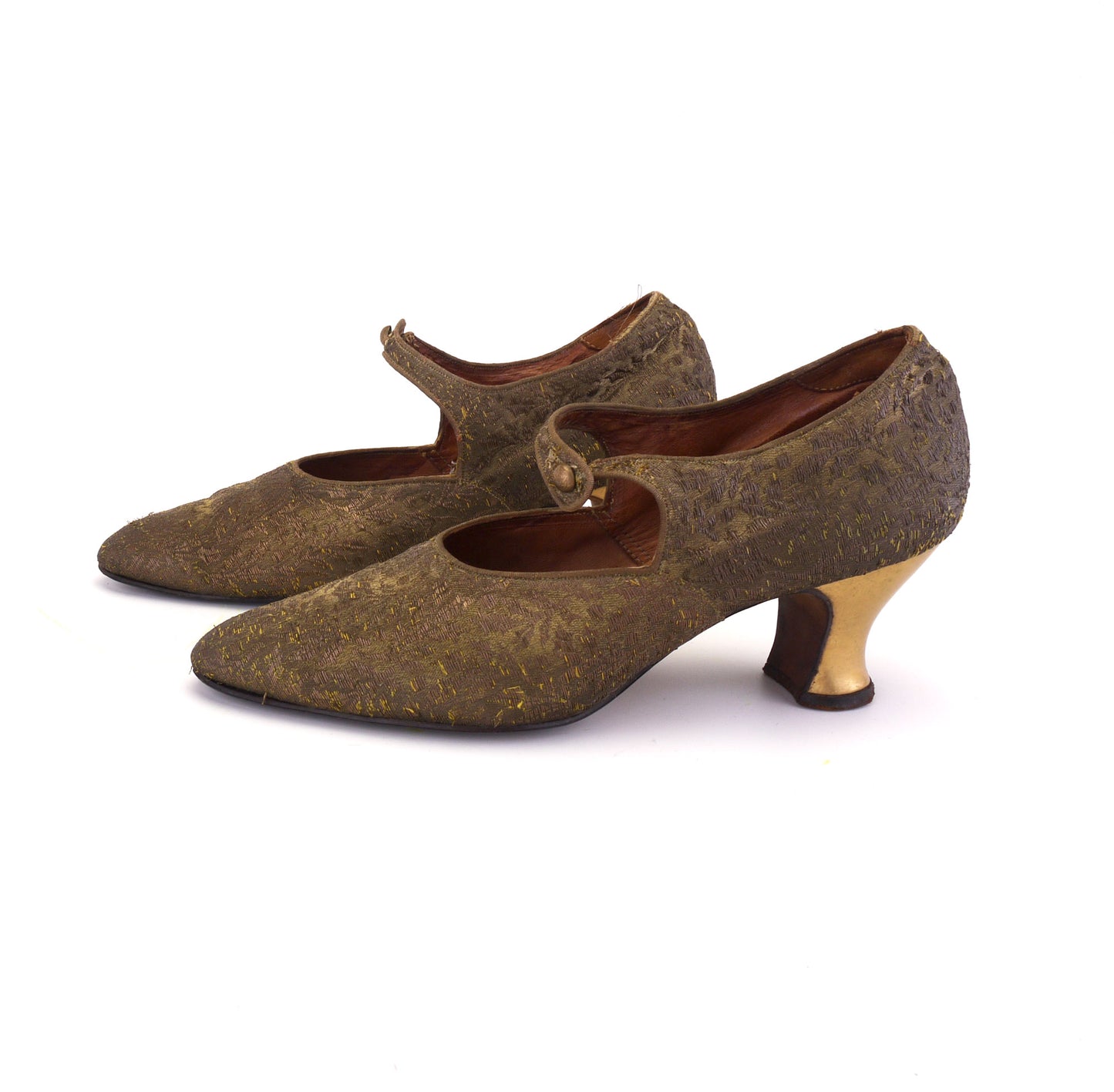 1920s Dull gold Brocade Bar Shoes by Copland & Lye UK 4