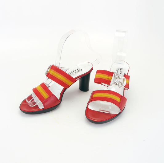 Patrick Cox Wannabe Red Belt & Buckle Sandals UK 2.5