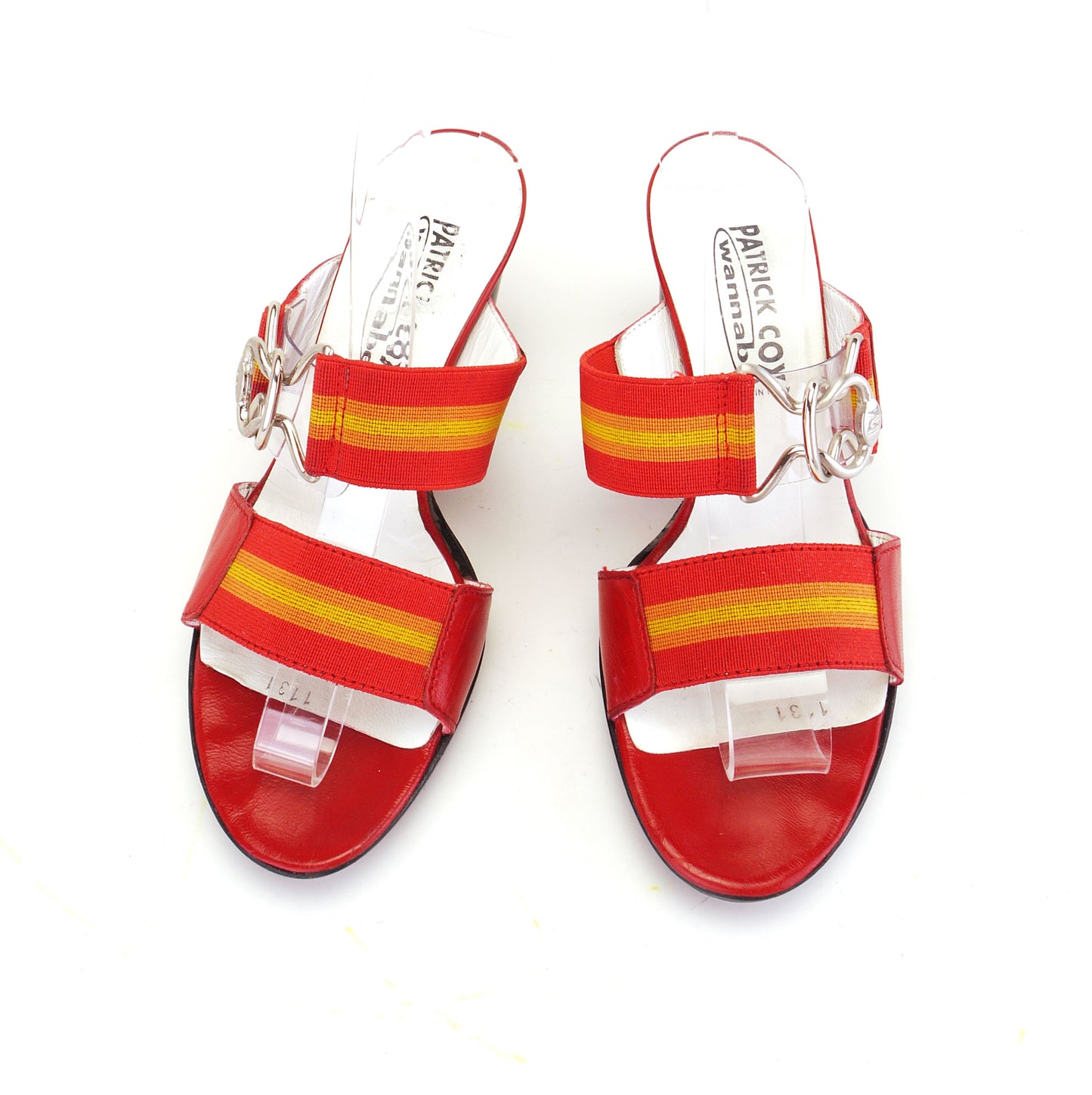 Patrick Cox Wannabe Red Belt & Buckle Sandals UK 2.5