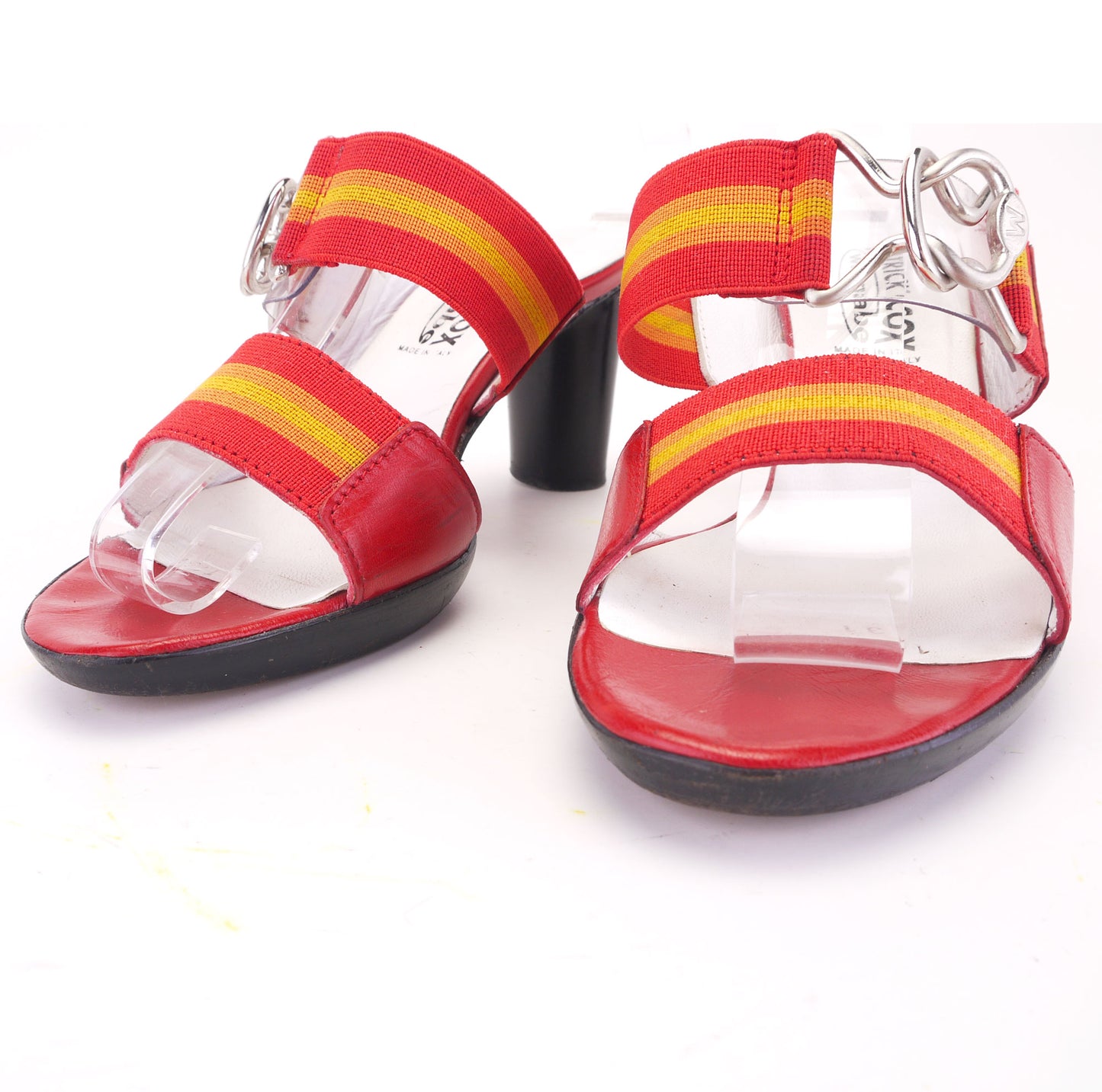 Patrick Cox Wannabe Red Belt & Buckle Sandals UK 2.5
