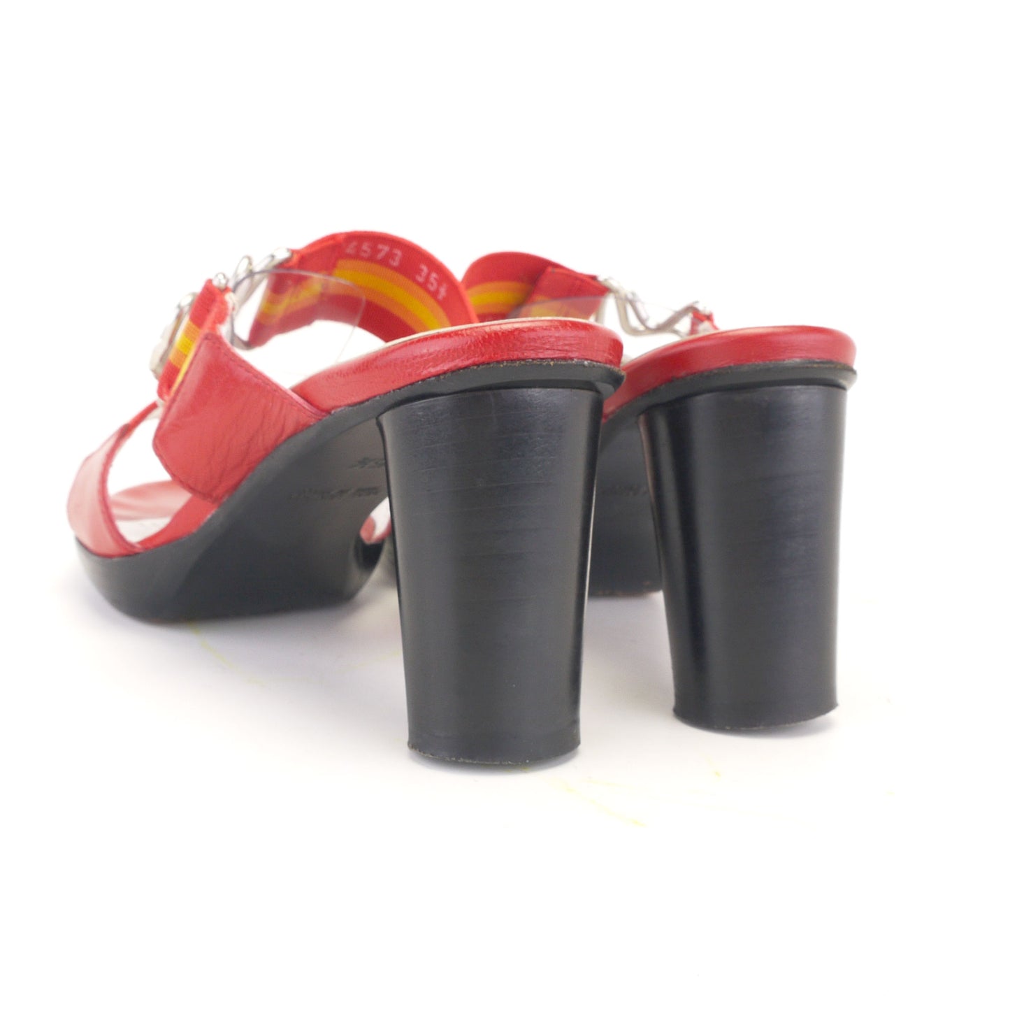 Patrick Cox Wannabe Red Belt & Buckle Sandals UK 2.5