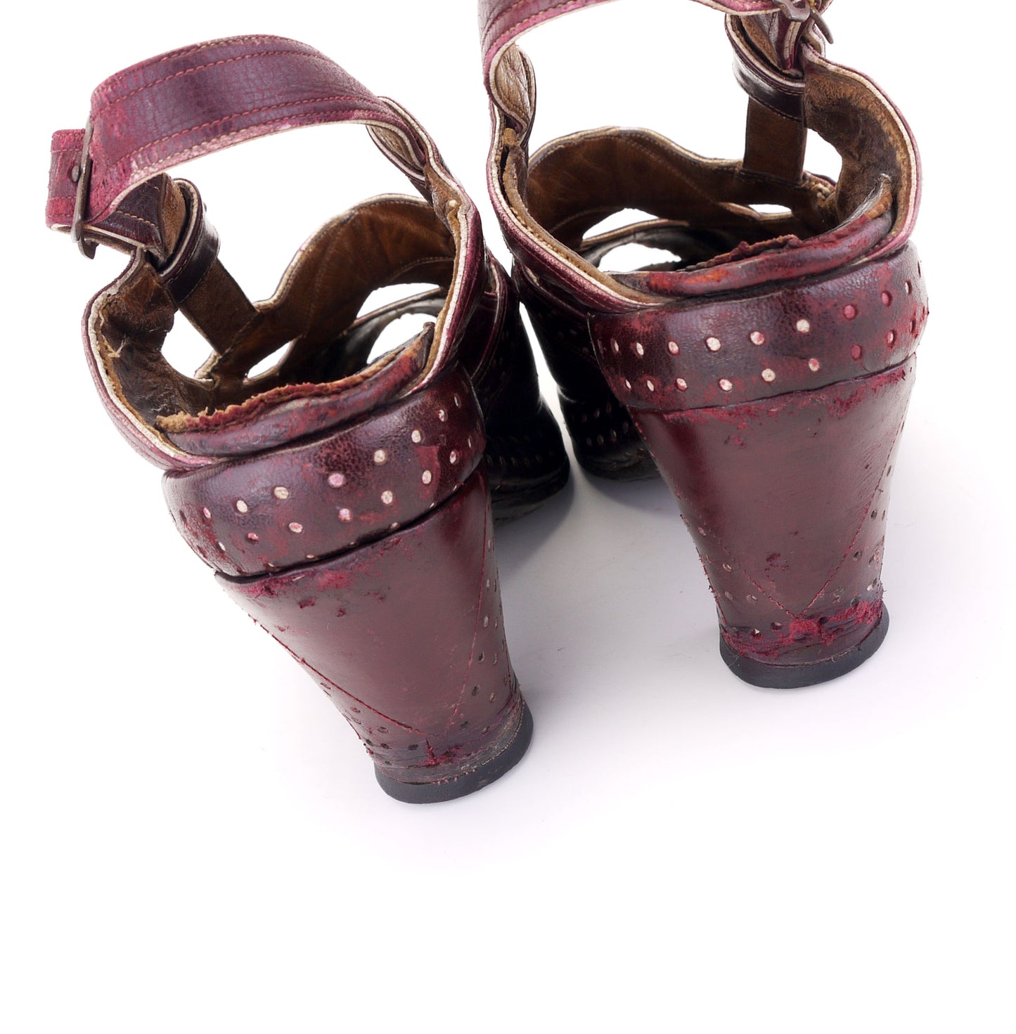 1940s French Oxblood Platform Sandals UK 4.5