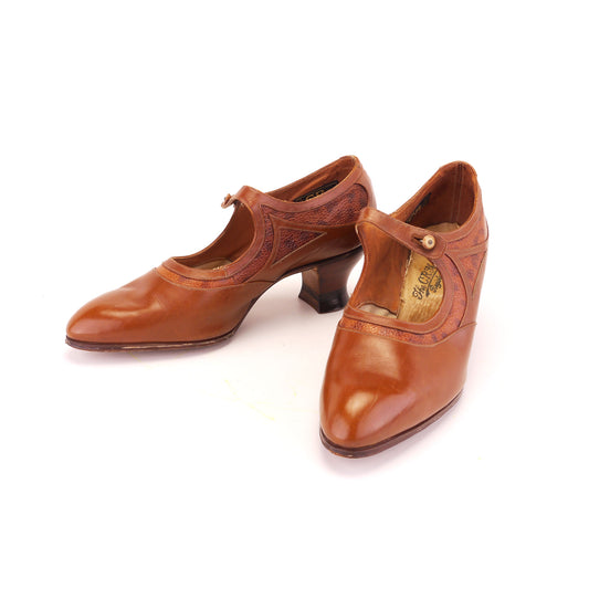 1920s Deadstock Tan Mary Janes by CR UK 5