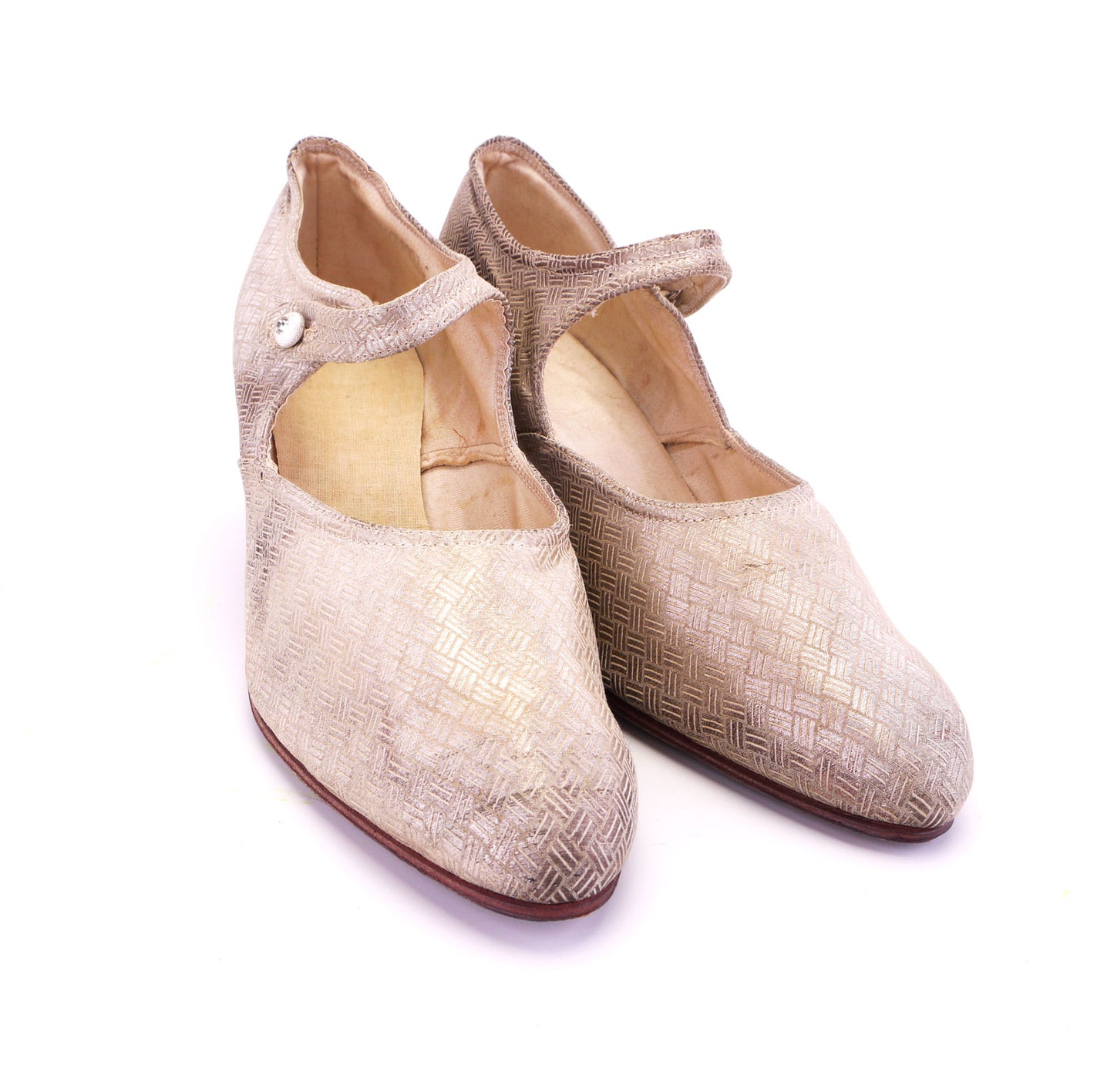 1920s Gold Lustre Mary Jane Evening Shoes UK 4