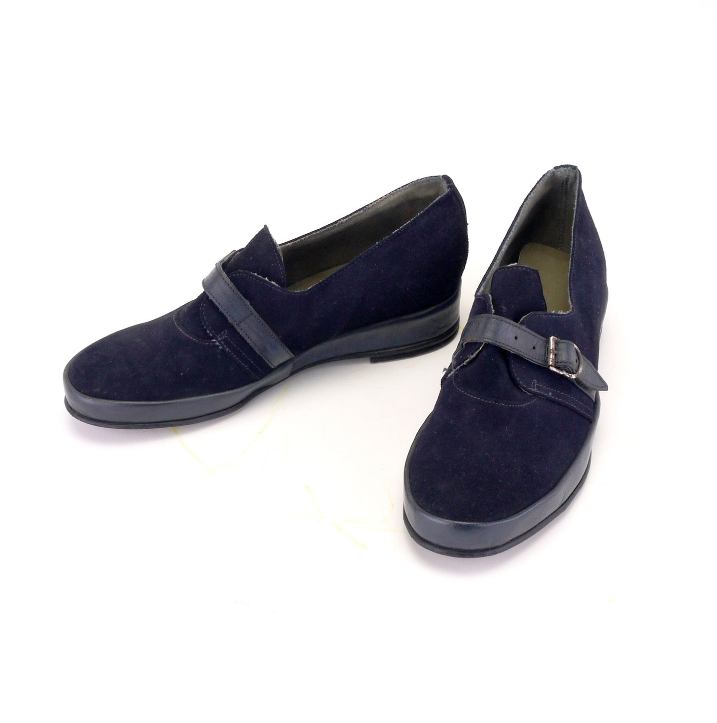 Deadstock 1940s Navy Blue Wedges UK 3.5