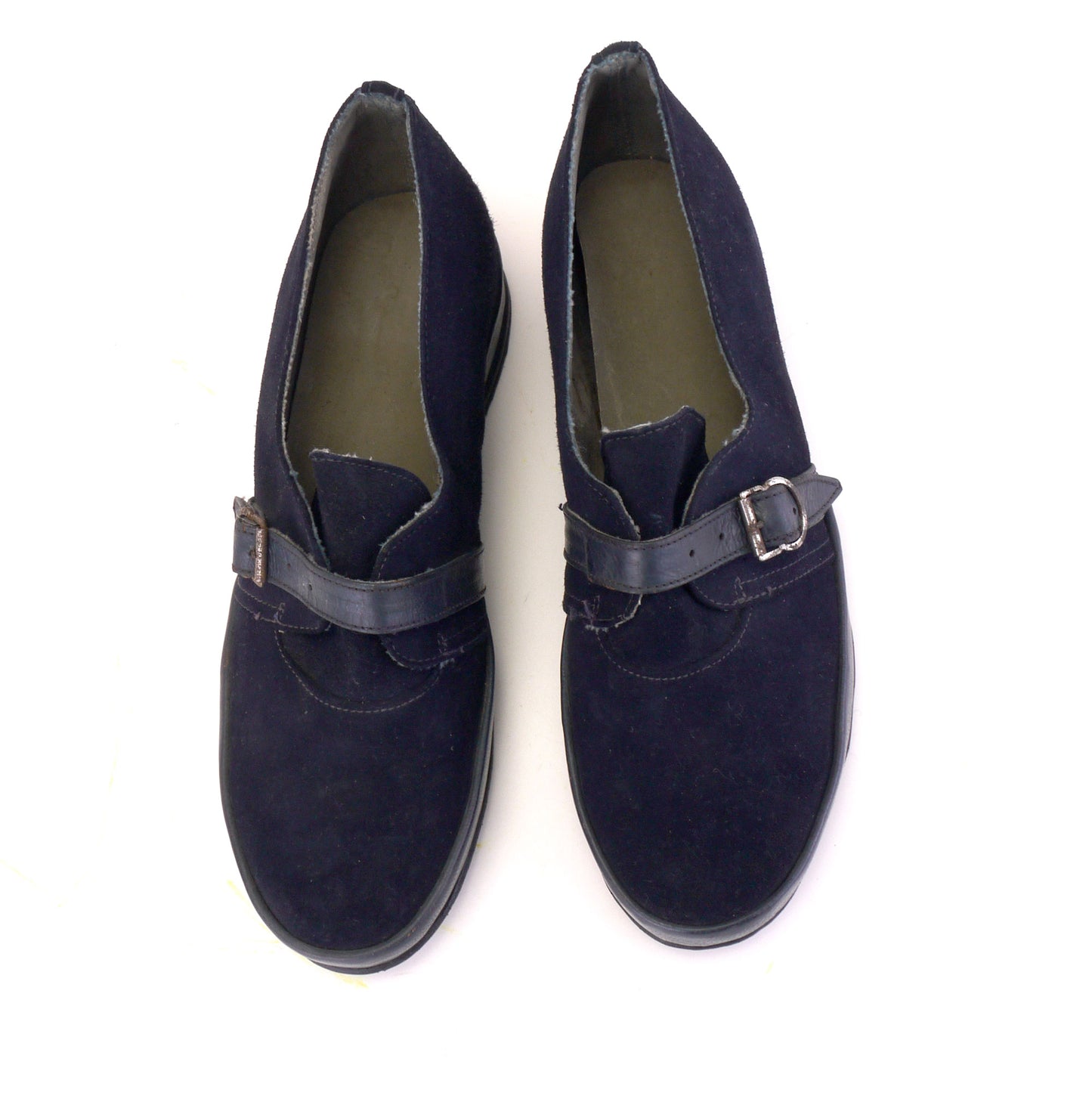 Deadstock 1940s Navy Blue Wedges UK 3.5