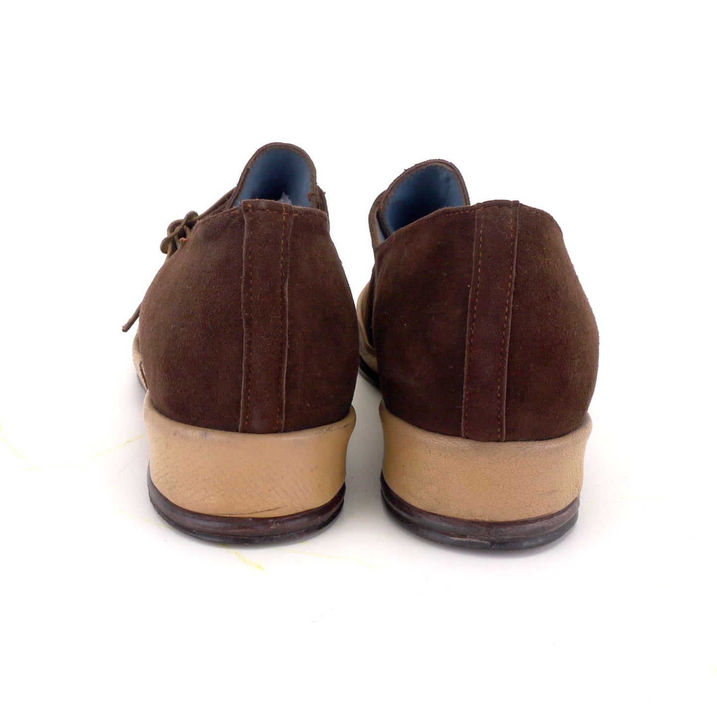 Deadstock 1940s Brown Suede & Beige Casual Wedges UK 3.5