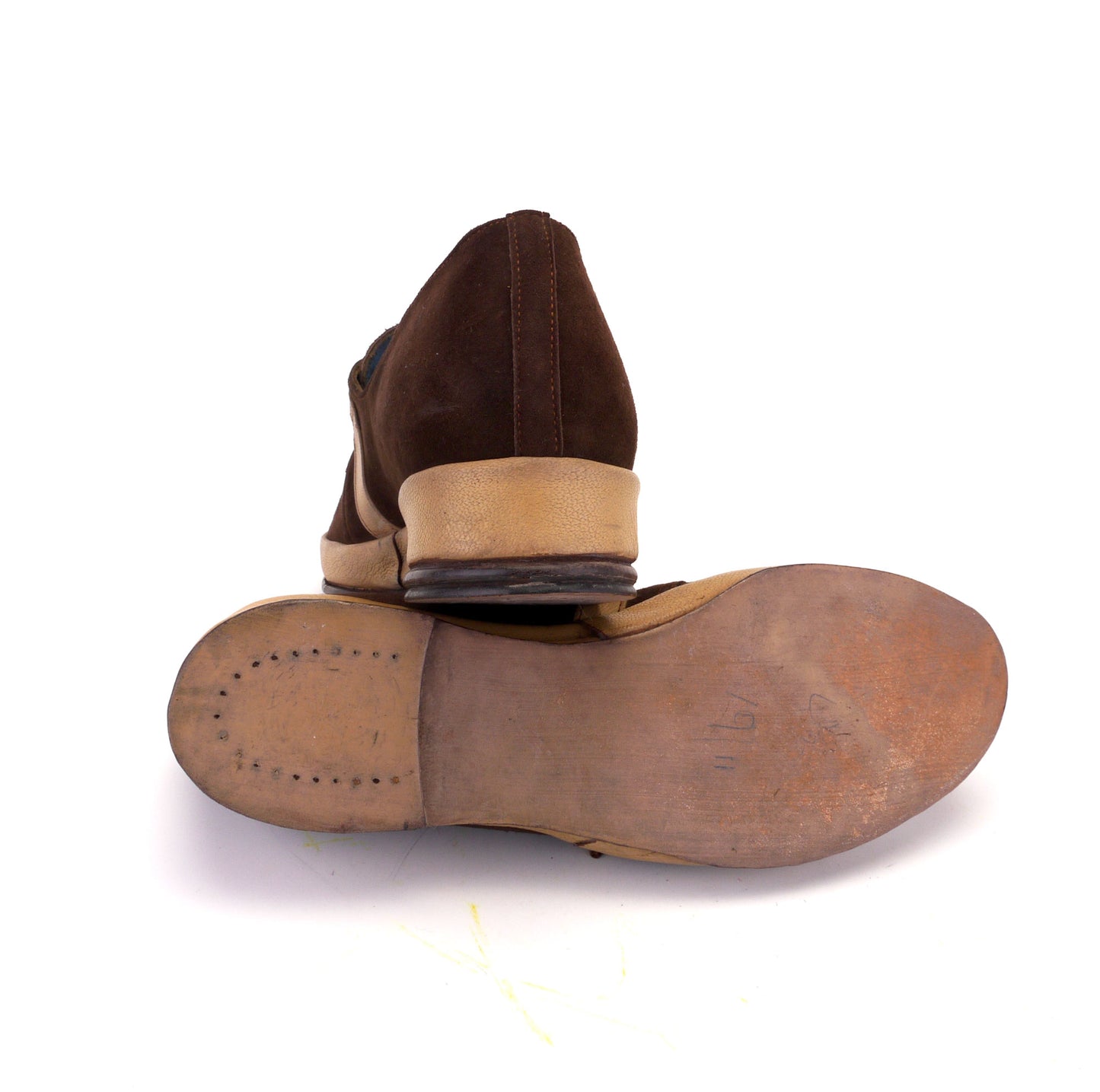 Deadstock 1940s Brown Suede & Beige Casual Wedges UK 3.5