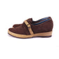 Deadstock 1940s Brown Suede & Beige Casual Wedges UK 4