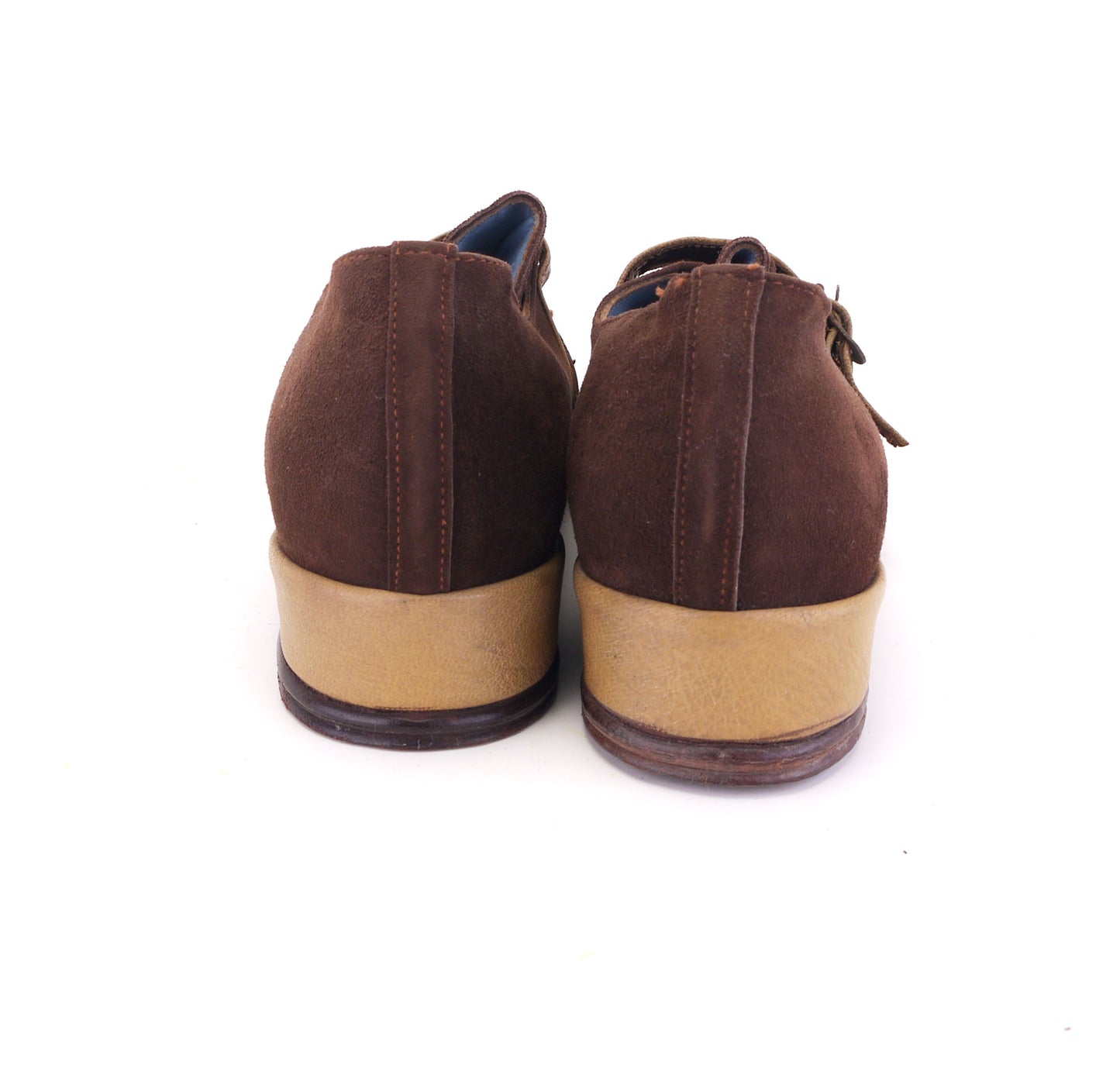 Deadstock 1940s Brown Suede & Beige Casual Wedges UK 4