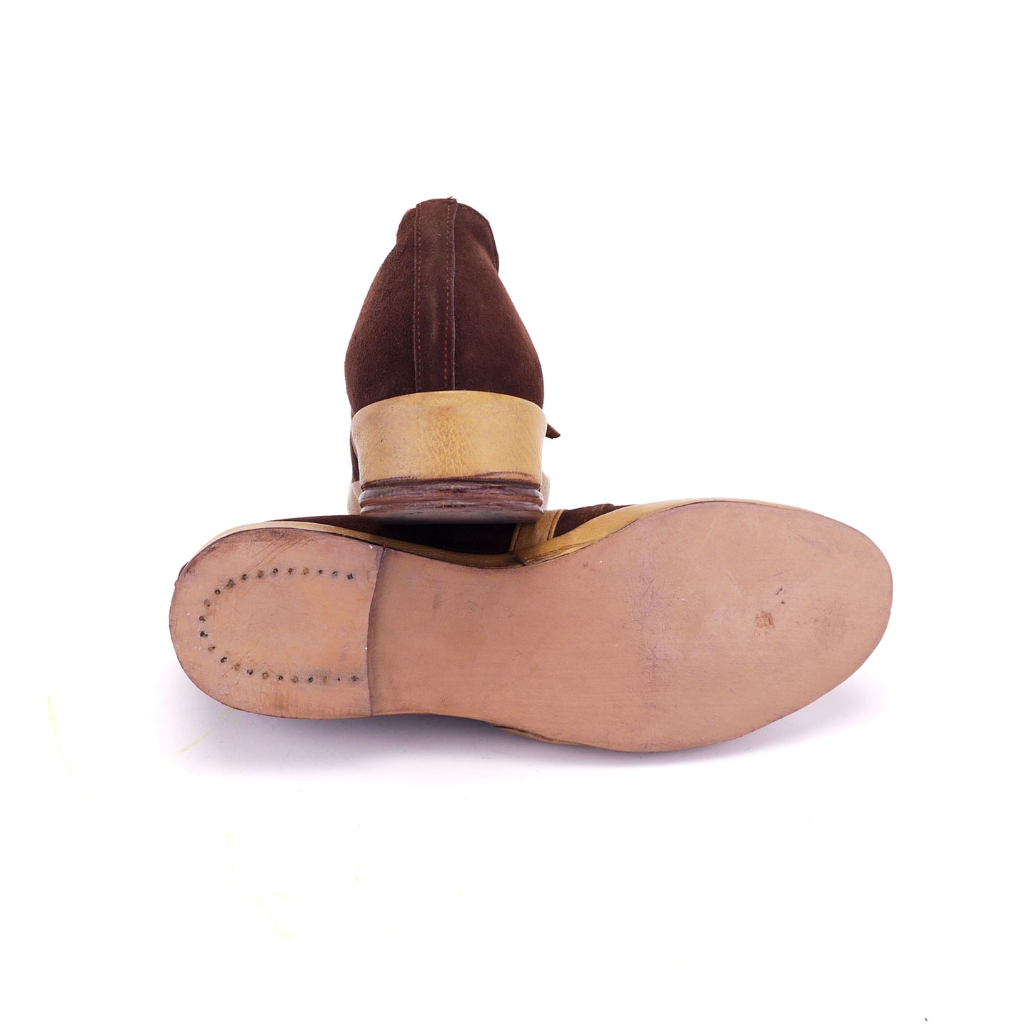 Deadstock 1940s Brown Suede & Beige Casual Wedges UK 4