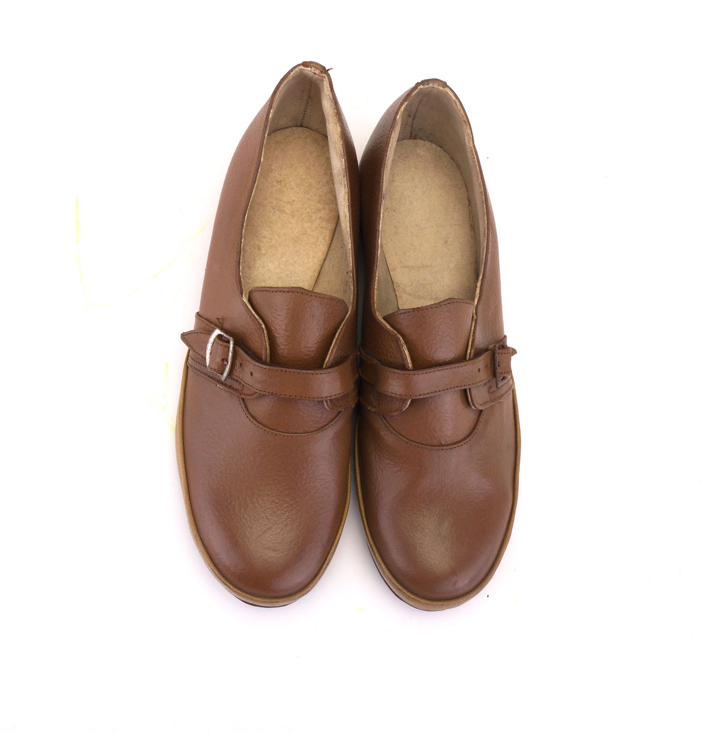 Deadstock 1940s CC41 Beige & Light Brown Wedges UK 5