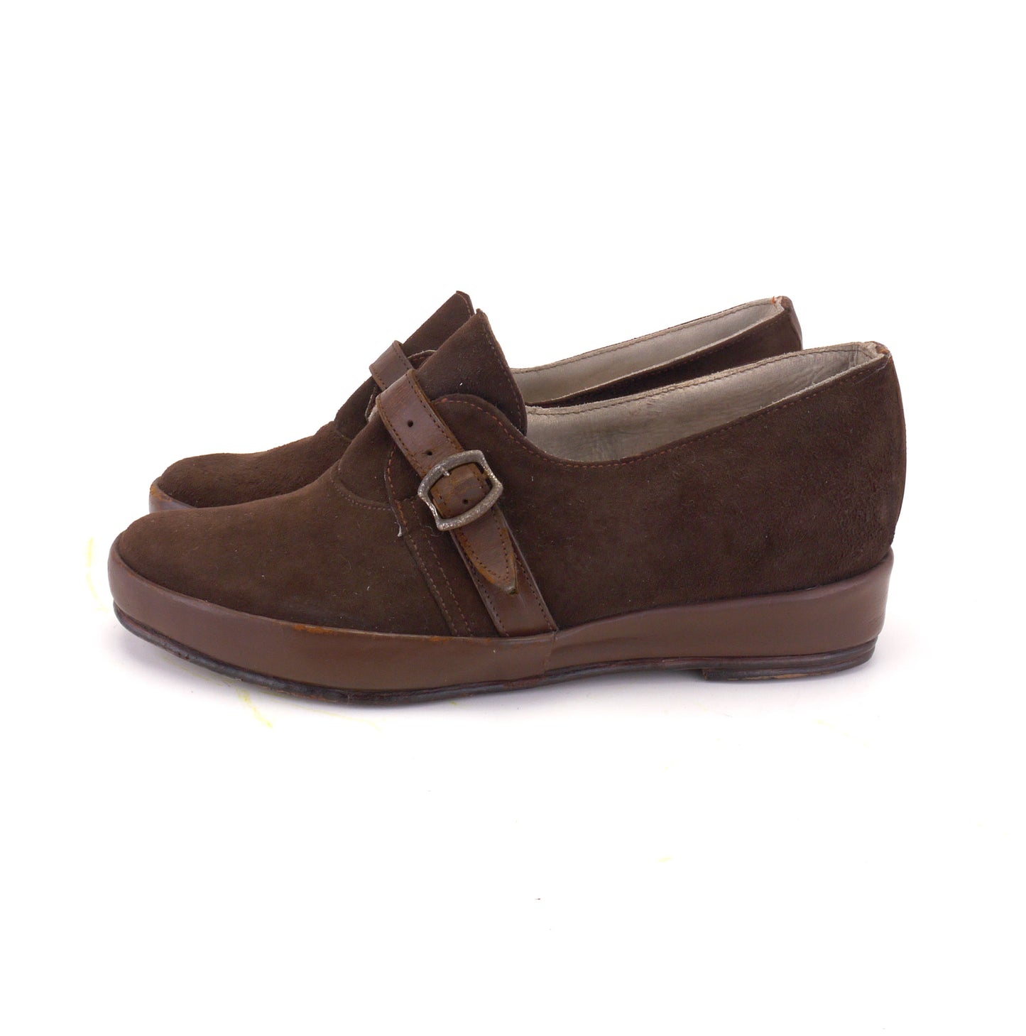 Deadstock 1940s CC41 Brown Suede Wedges UK 3