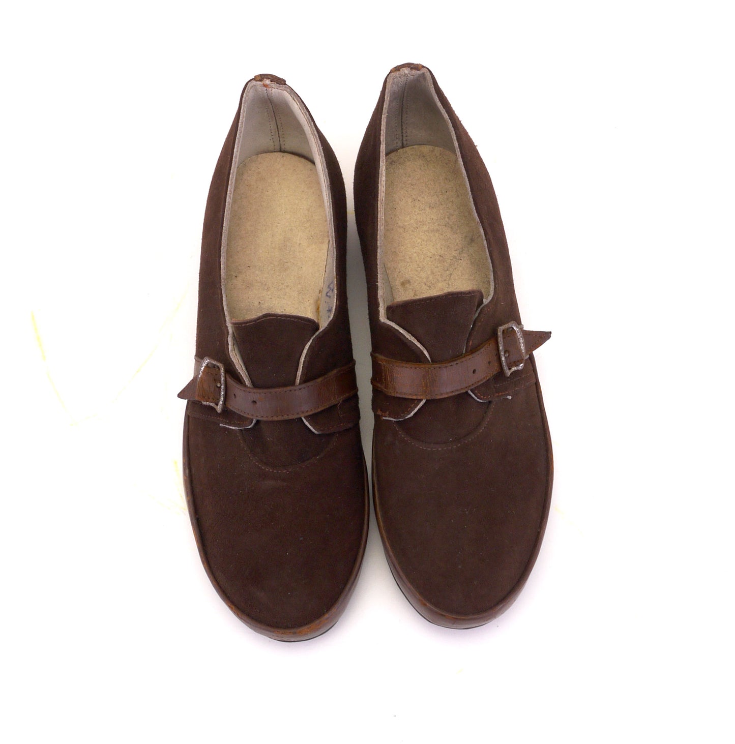 Deadstock 1940s CC41 Brown Suede Wedges UK 3