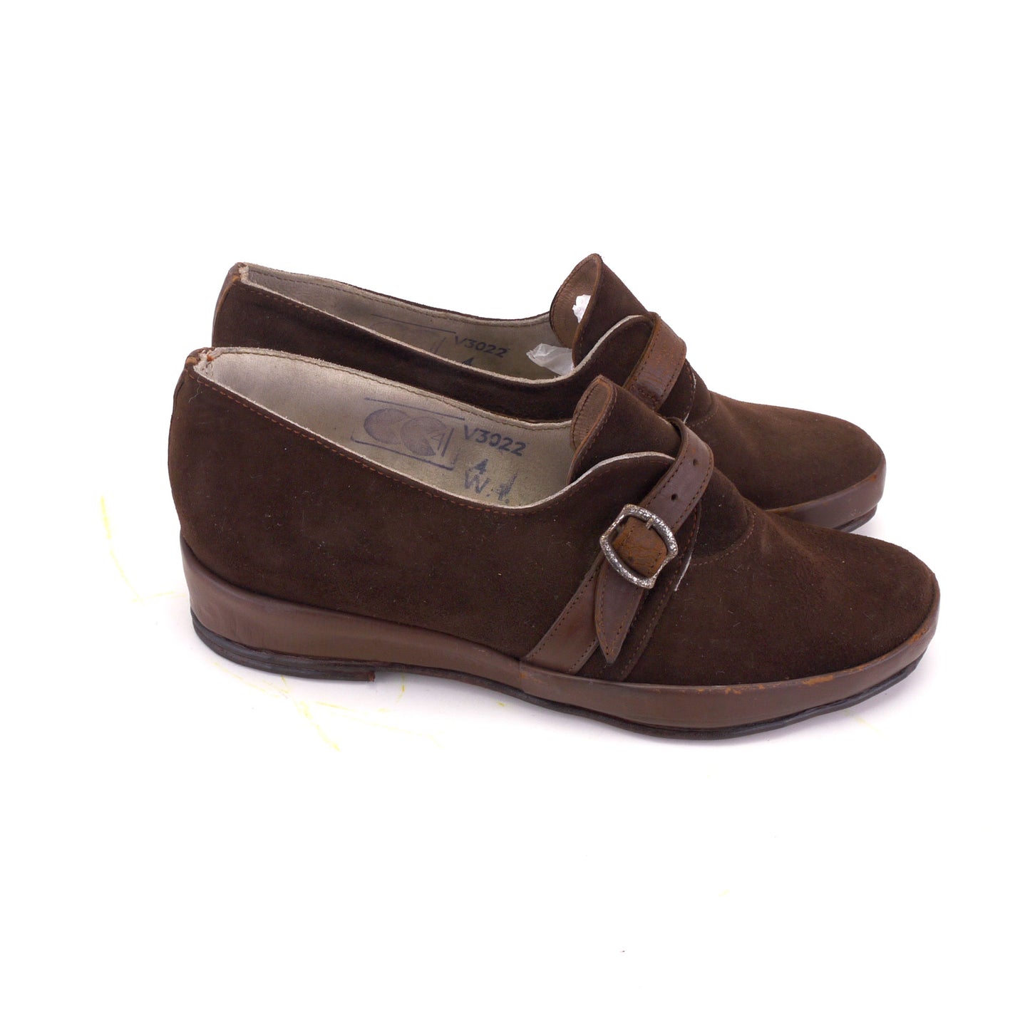 Deadstock 1940s CC41 Brown Suede Wedges UK 3