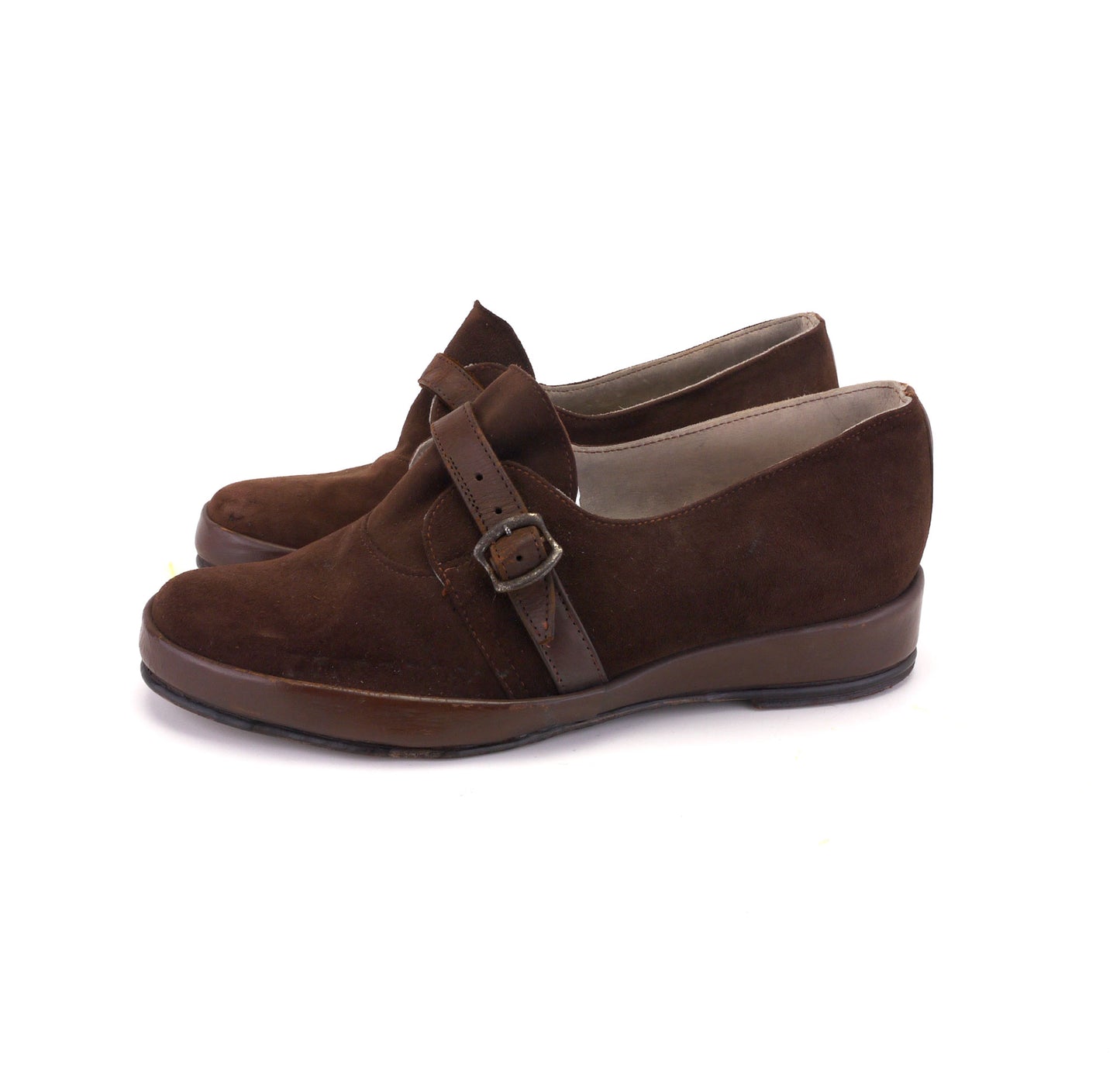 Deadstock 1940s Brown Suede Wedges CC41 UK 3