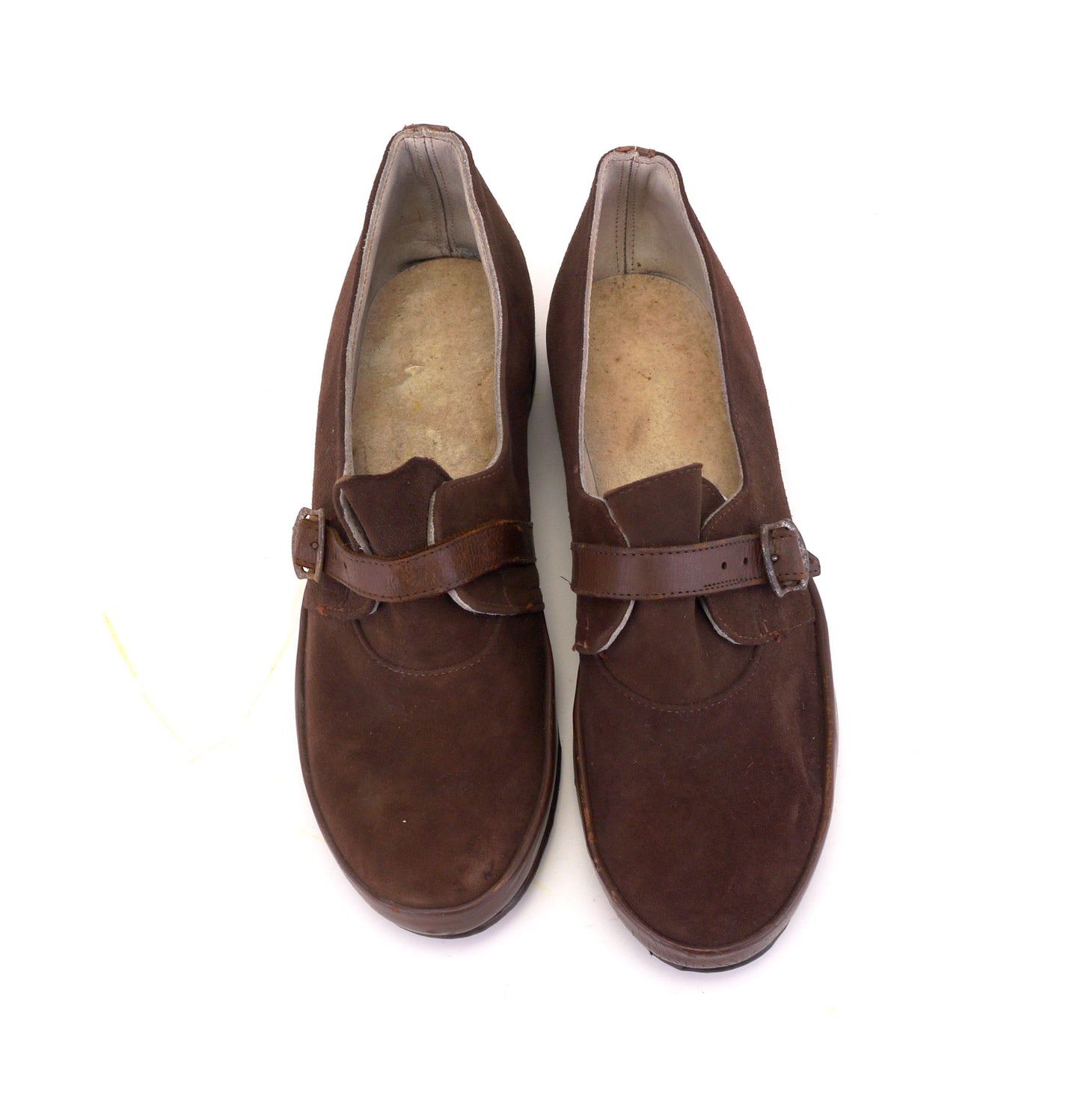 Deadstock 1940s Brown Suede Wedges CC41 UK 3