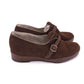 Deadstock 1940s Brown Suede Wedges CC41 UK 3