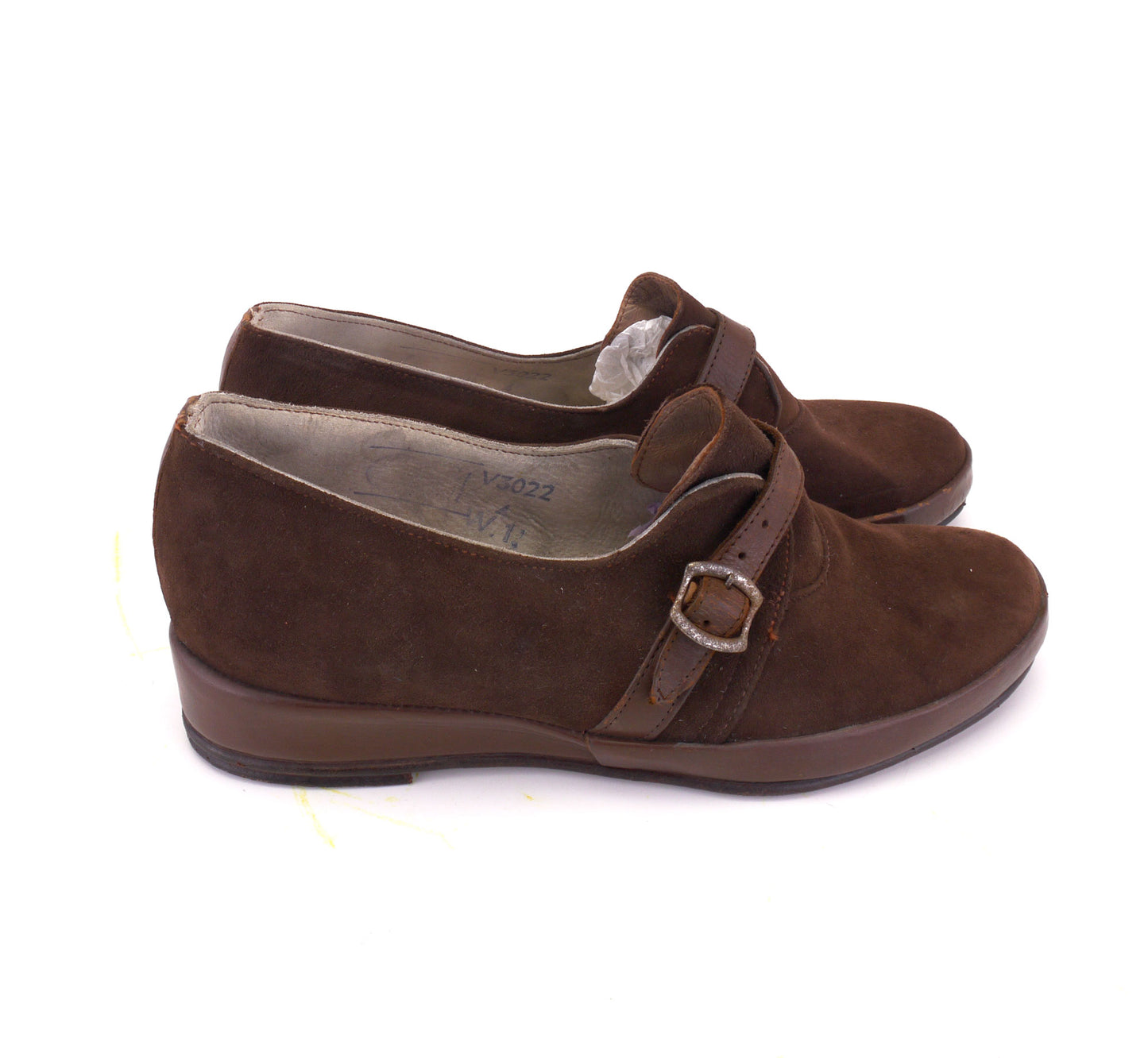 Deadstock 1940s Brown Suede Wedges CC41 UK 3