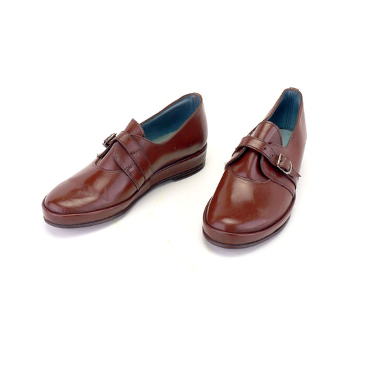 Deadstock 1940s Tan Brown Wedges UK 3.5