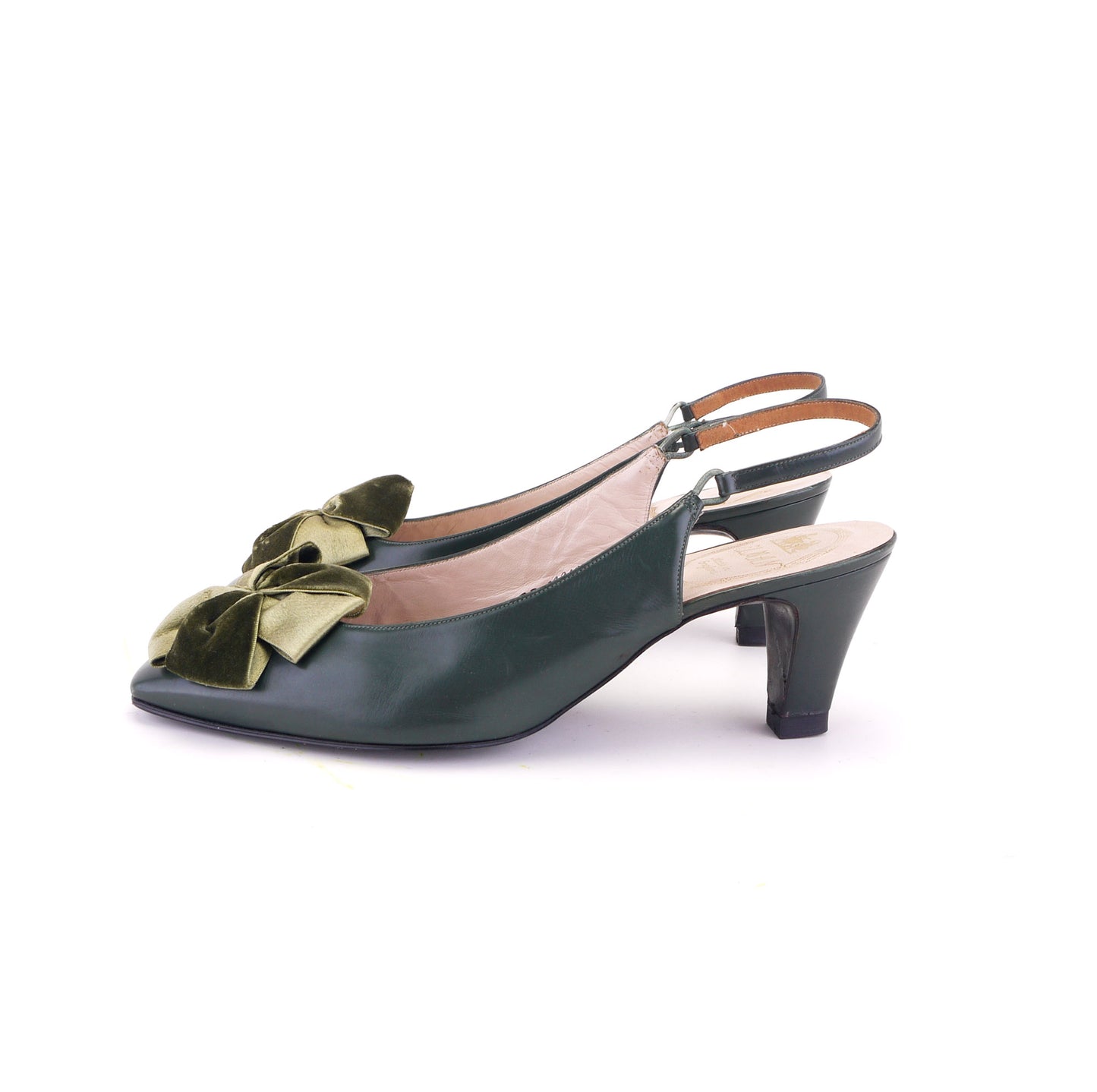 1960s MOD Style Green Slingbacks by Delman UK 4.5