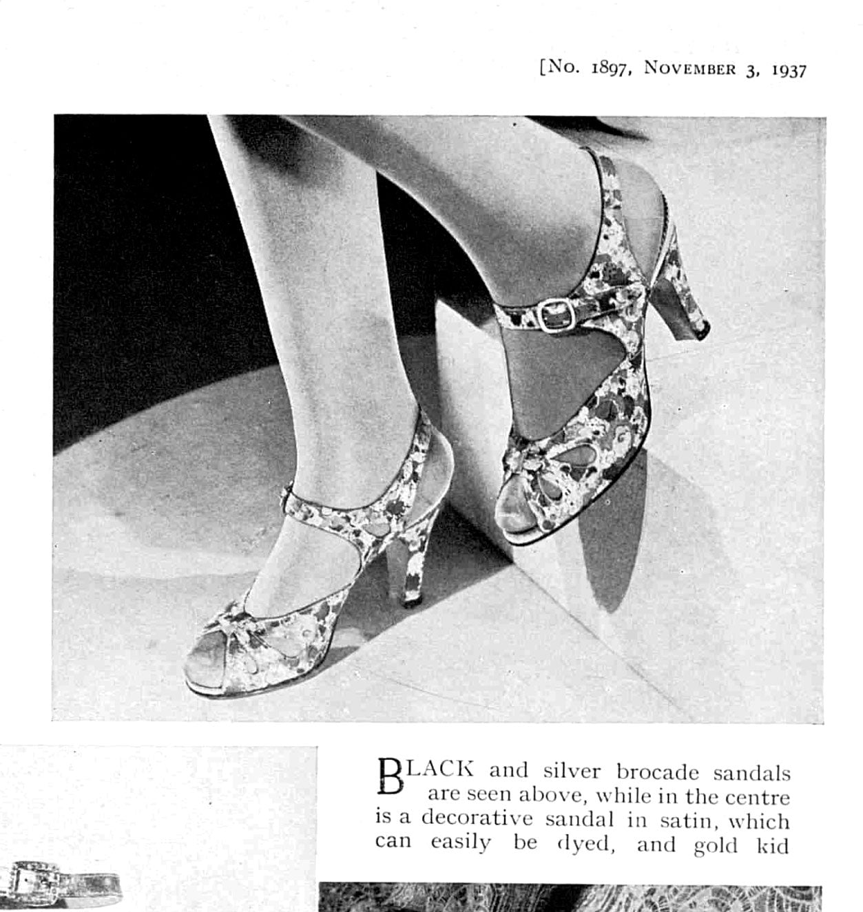 1930s Gold Brocade Evening Sandals by Delman UK 4