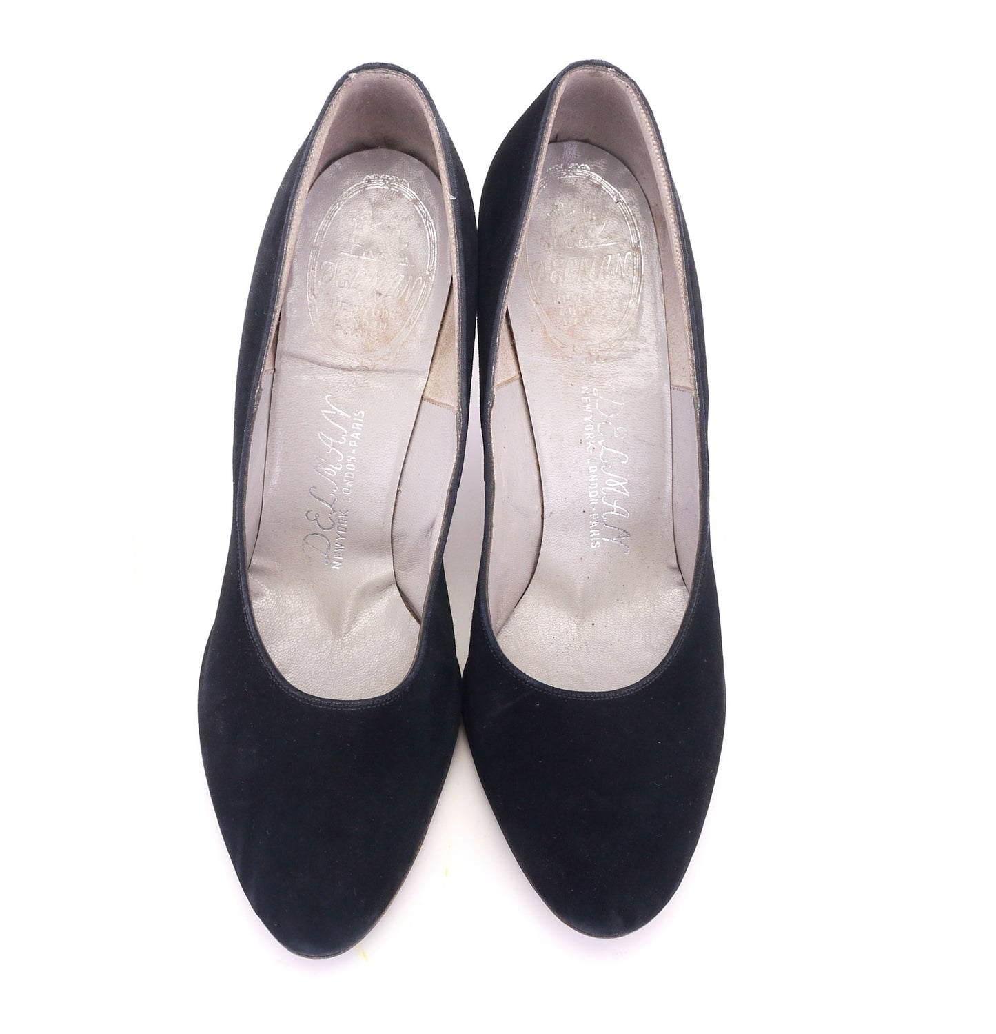 1950s Delman Black Suede Stiletto Pumps UK 3.5