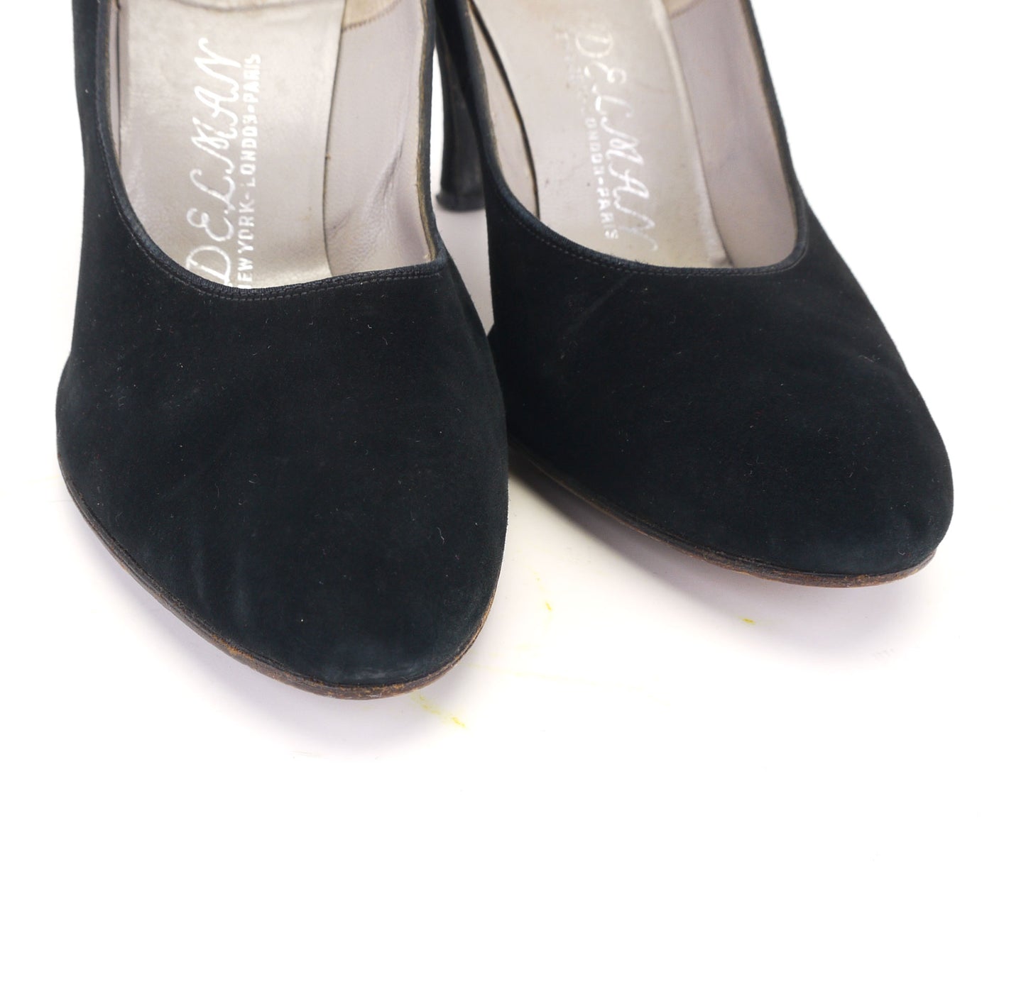 1950s Delman Black Suede Stiletto Pumps UK 3.5