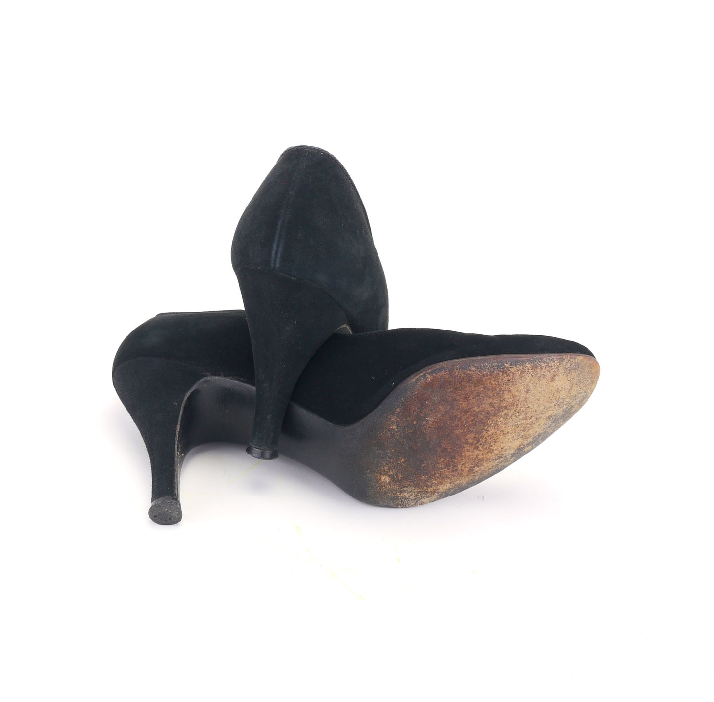 1950s Delman Black Suede Stiletto Pumps UK 3.5
