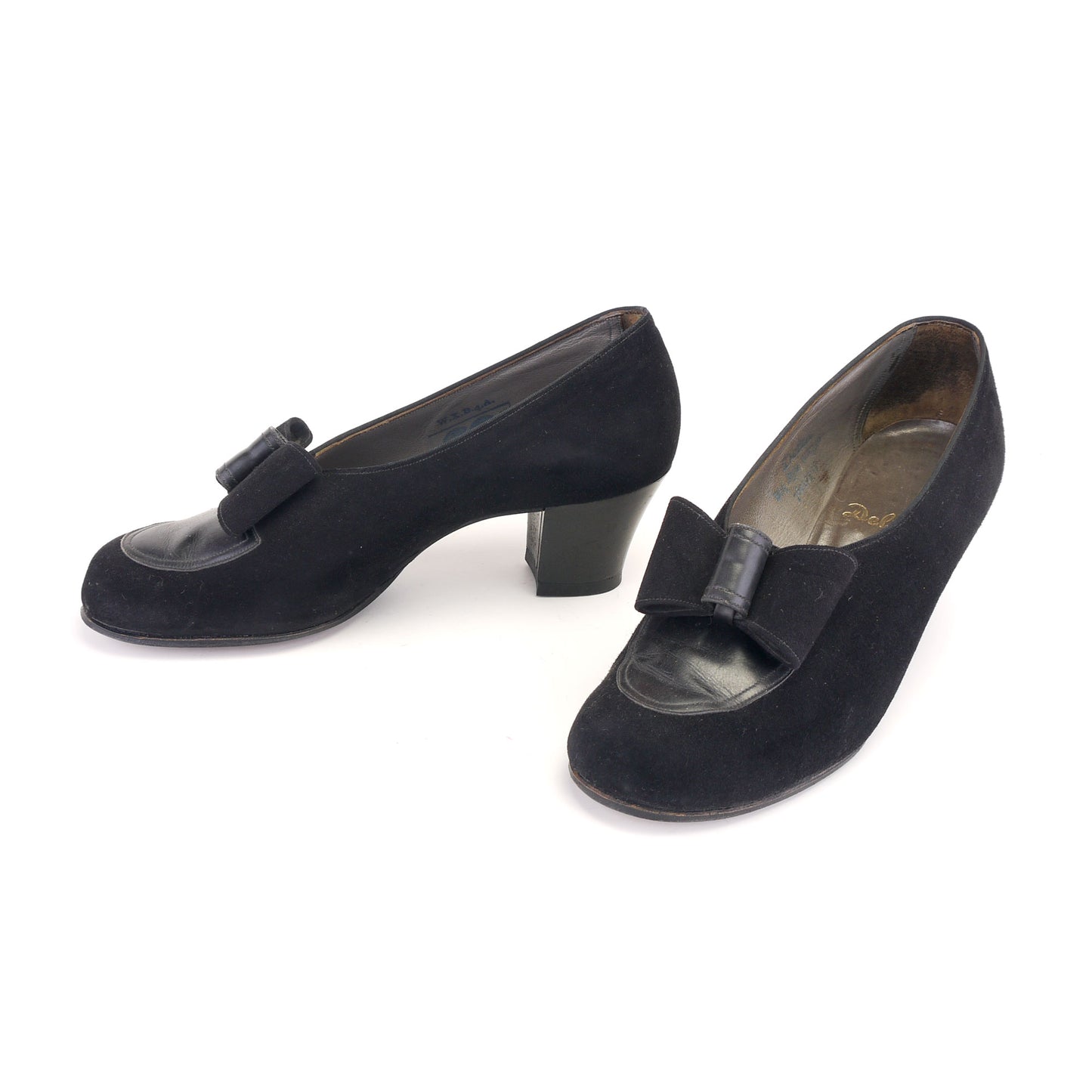 1940s Black CC41 Suede & Leather Pumps By Delta UK 4