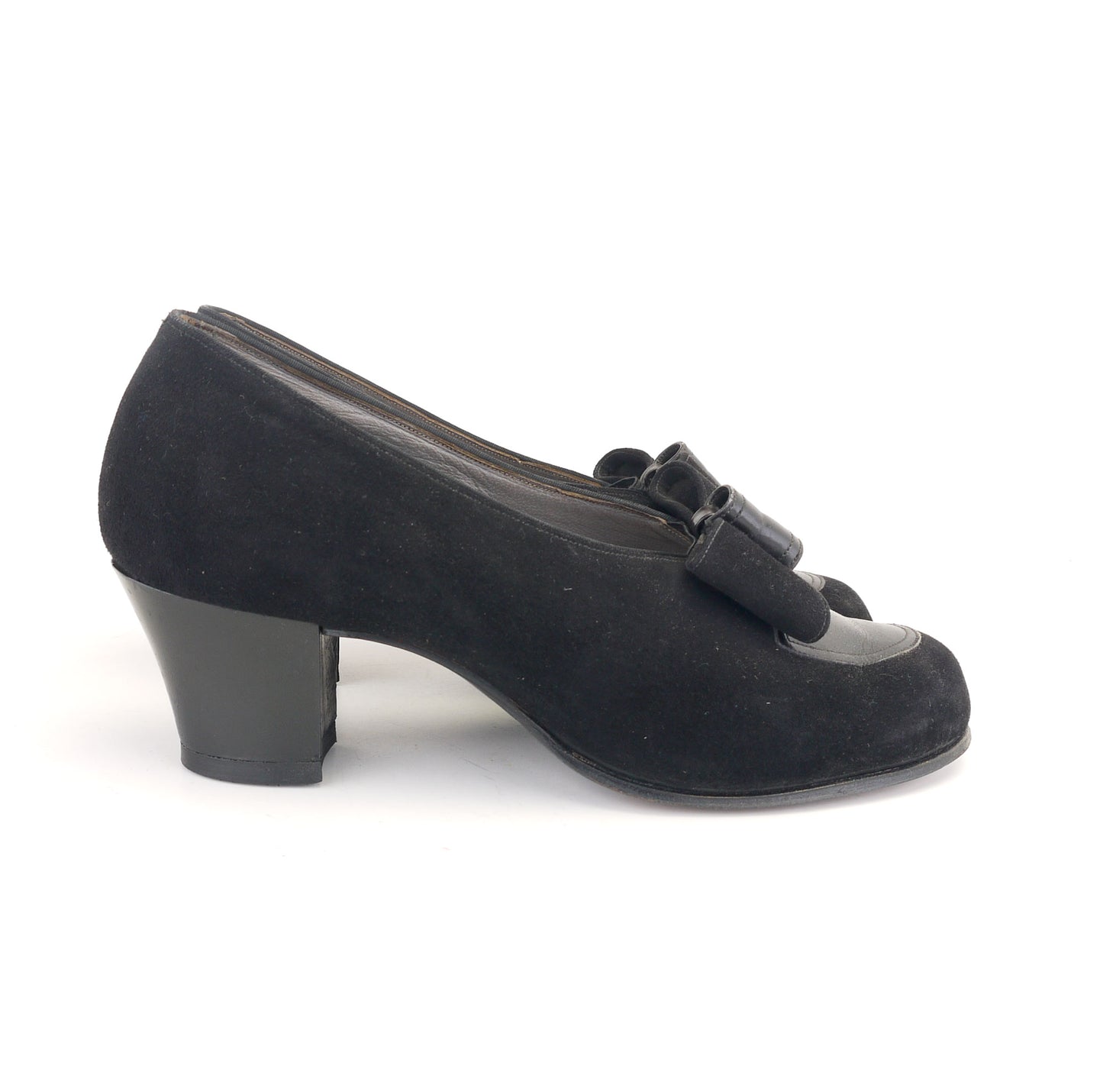 1940s Black CC41 Suede & Leather Pumps By Delta UK 4