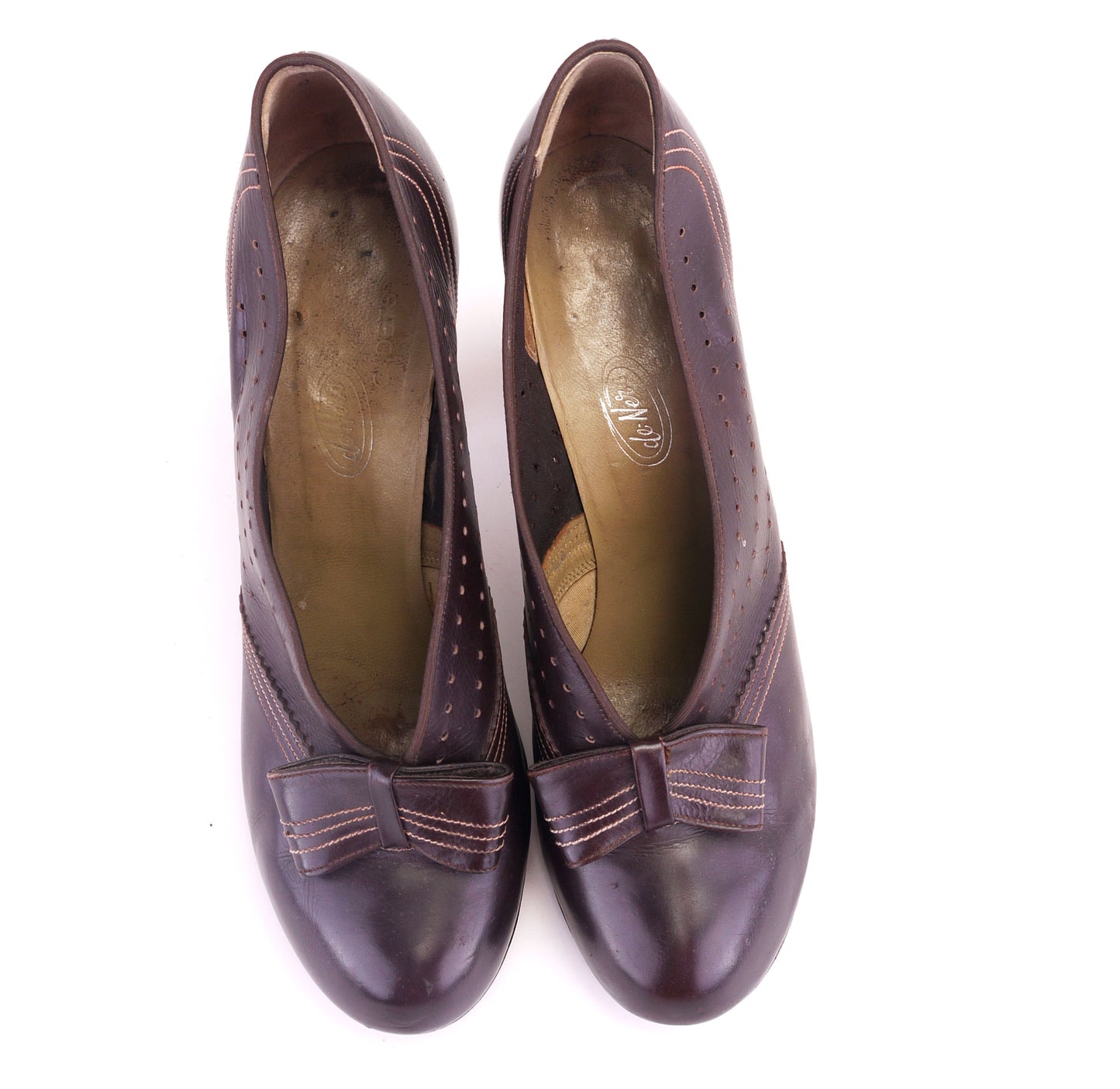 1940s Brown Perforated Pumps by De Nero UK 2.5