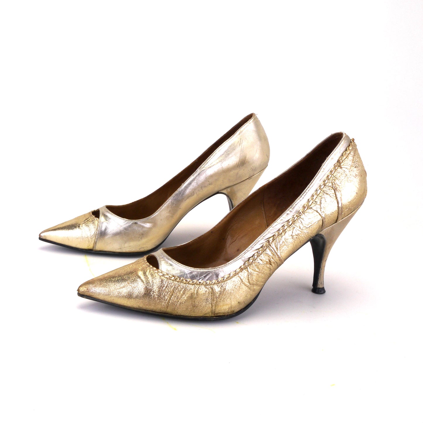 1960s Derber Gold on Gold Stiletto Heels UK 5.5
