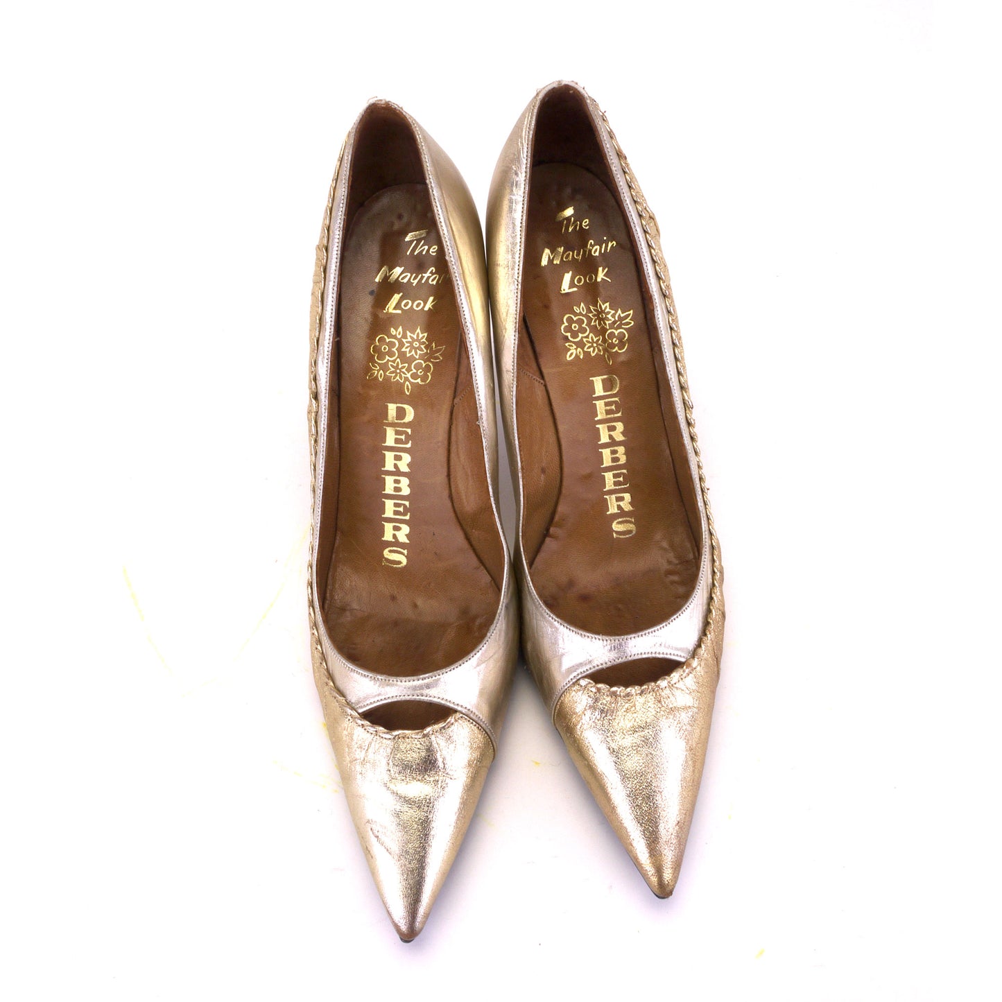 1960s Derber Gold on Gold Stiletto Heels UK 5.5