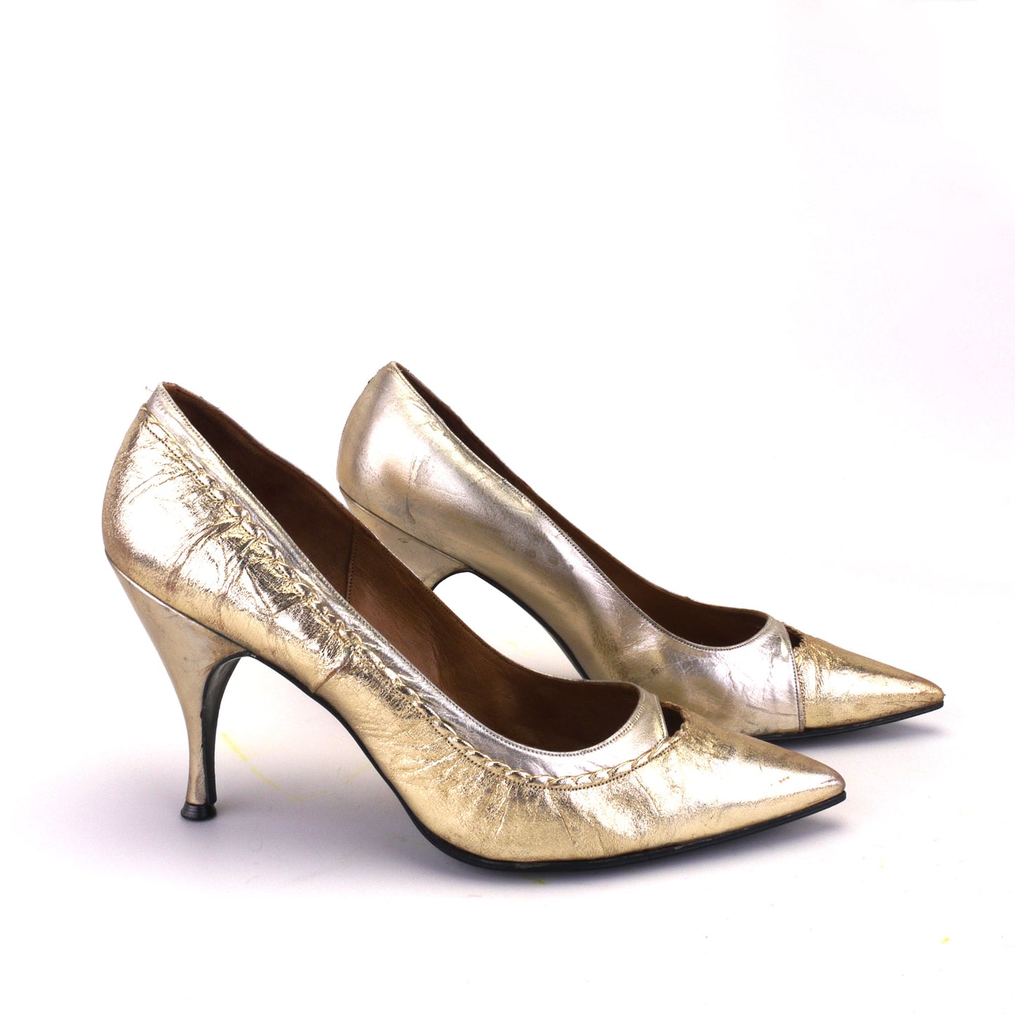 1960s Derber Gold on Gold Stiletto Heels UK 5.5