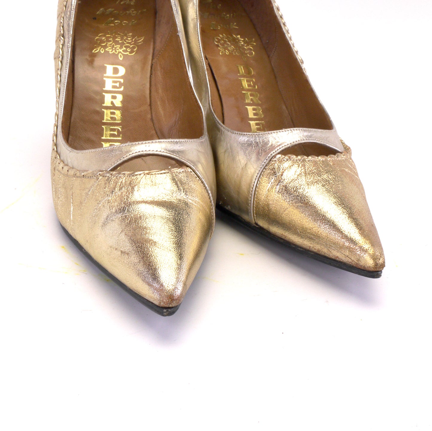 1960s Derber Gold on Gold Stiletto Heels UK 5.5